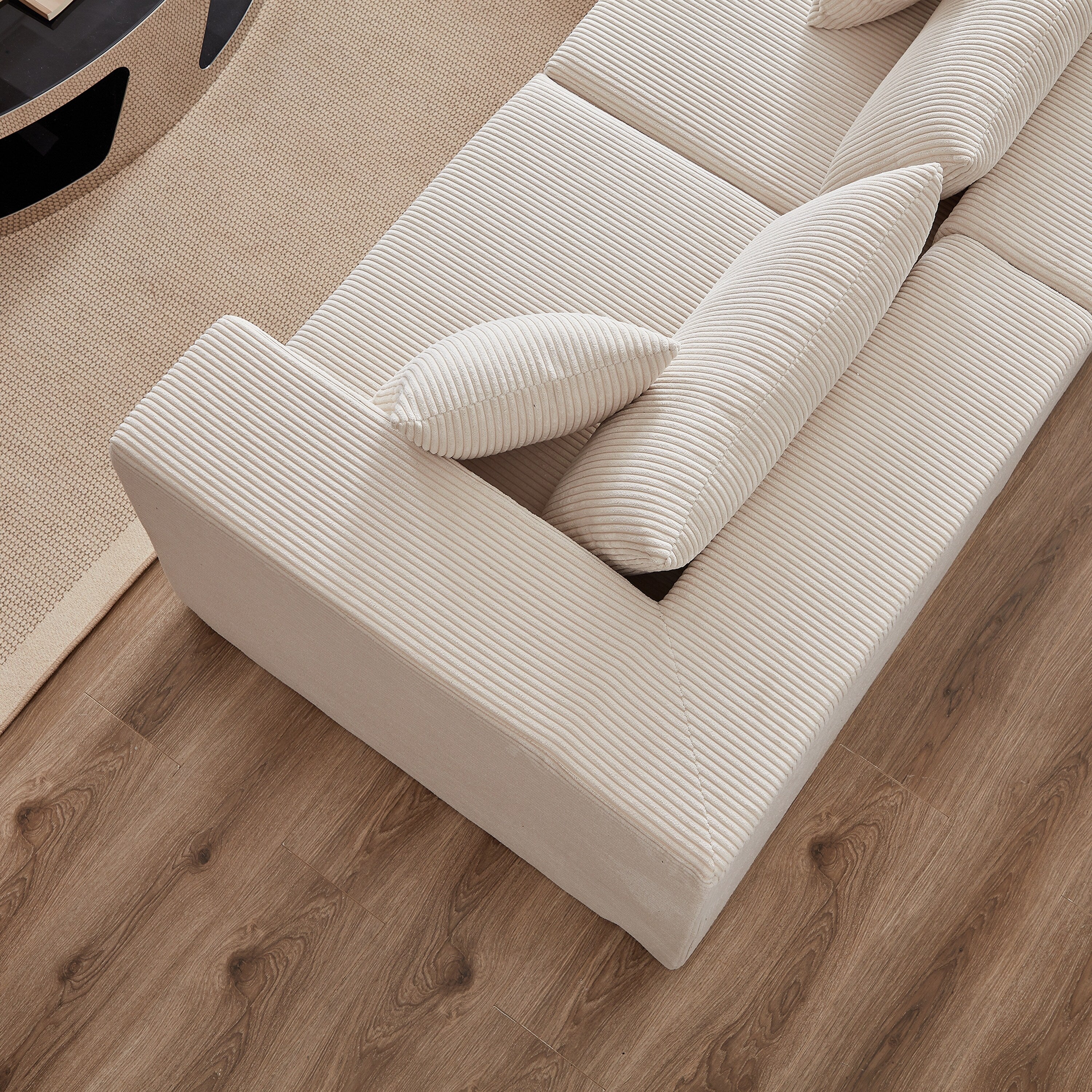 104-Inch Corduroy Modular L Shaped Sectional Sofa,Floor Couch Set,Foam-Filled Compressed Sofa,4 PC Free Combination