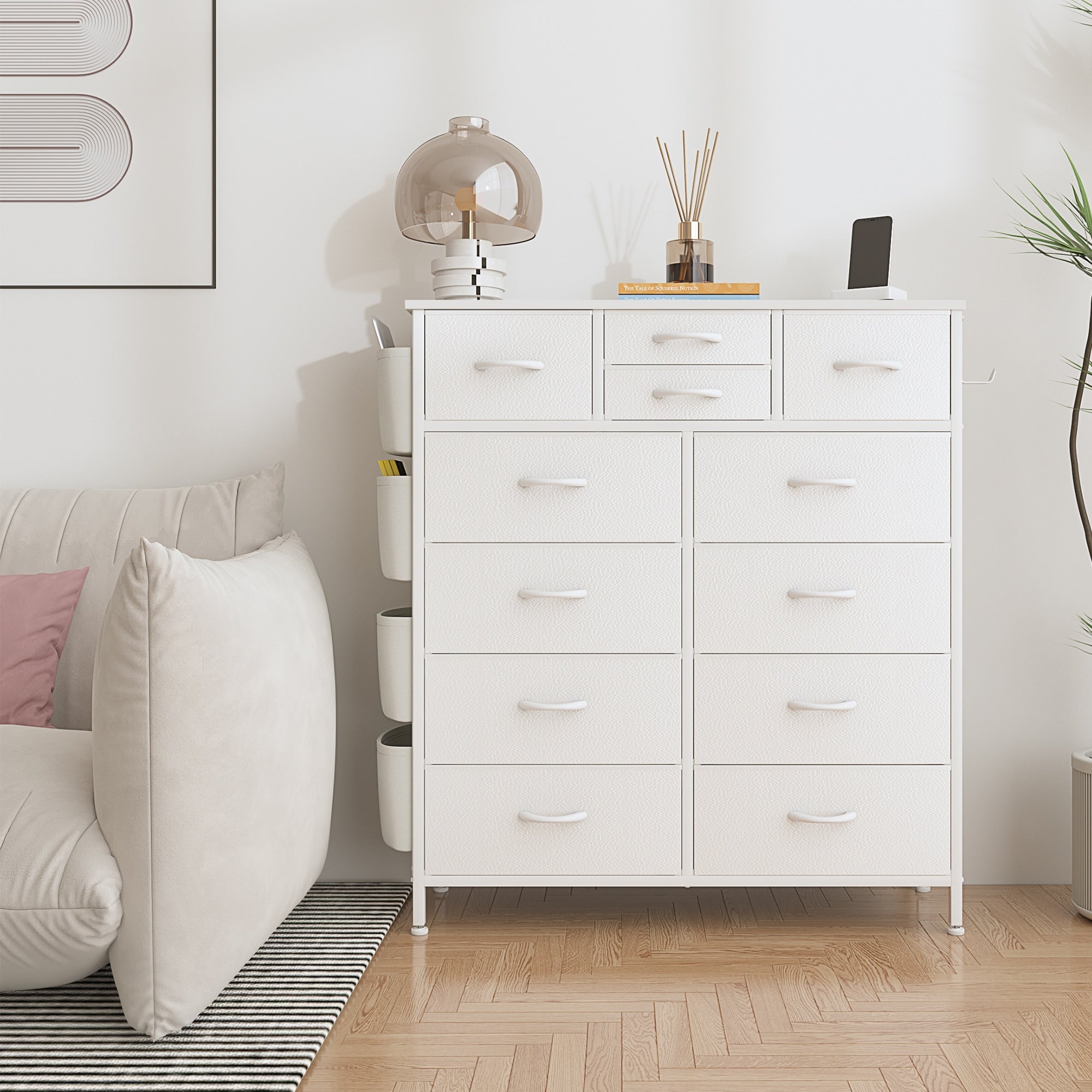 12 Drawer Dresser Fabric Tall Dressers for Bedroom Chest of Drawers