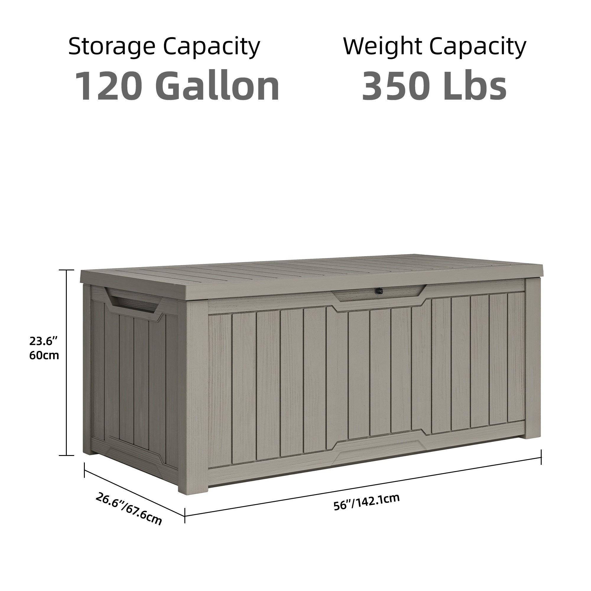 120-260 Gallons Large Resin Water Resistant Lockable Deck Box