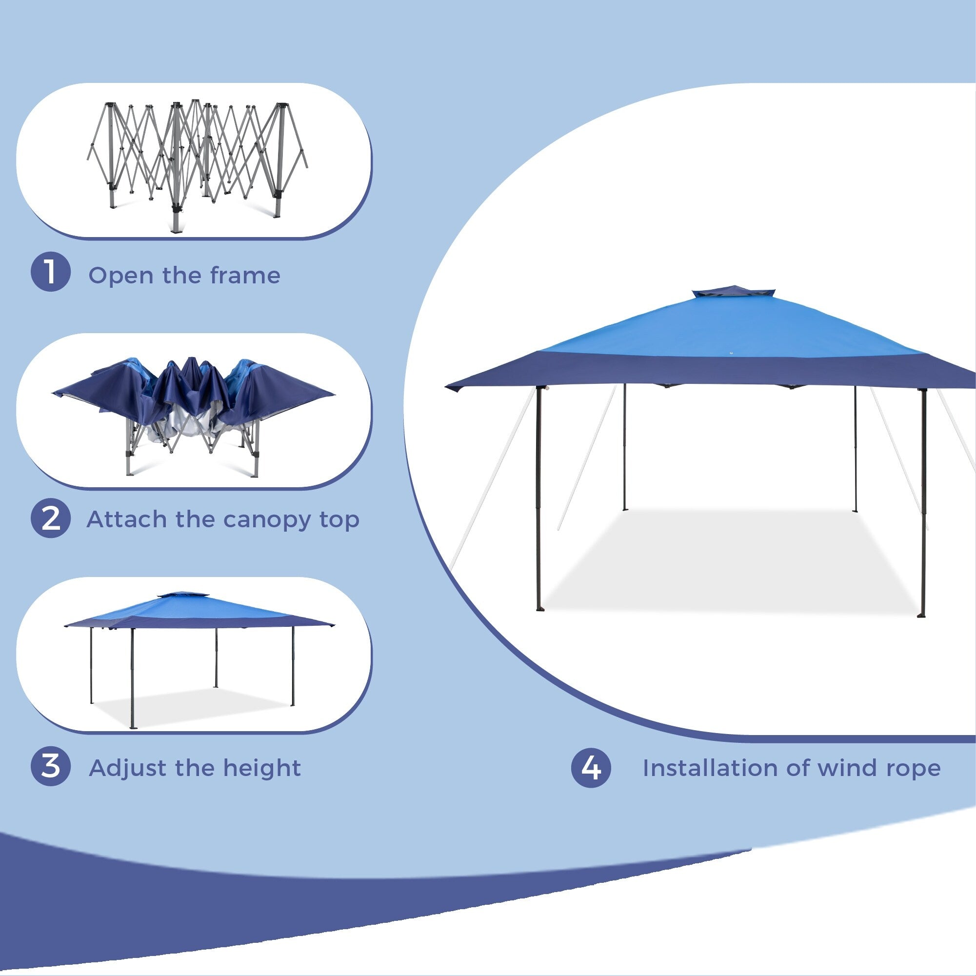 13' x 13' Outdoor Canopy Patio Gazebo Reinforced garden Pop-up Canopy Tentwith Elegant Corner Curtain - 13x13ft