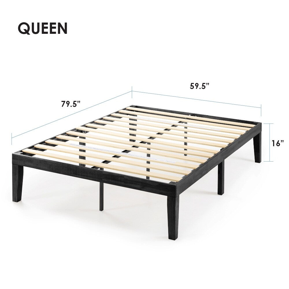 16 Inch Classic Solid Wood Platform Bed Frame in Multiple Finishes