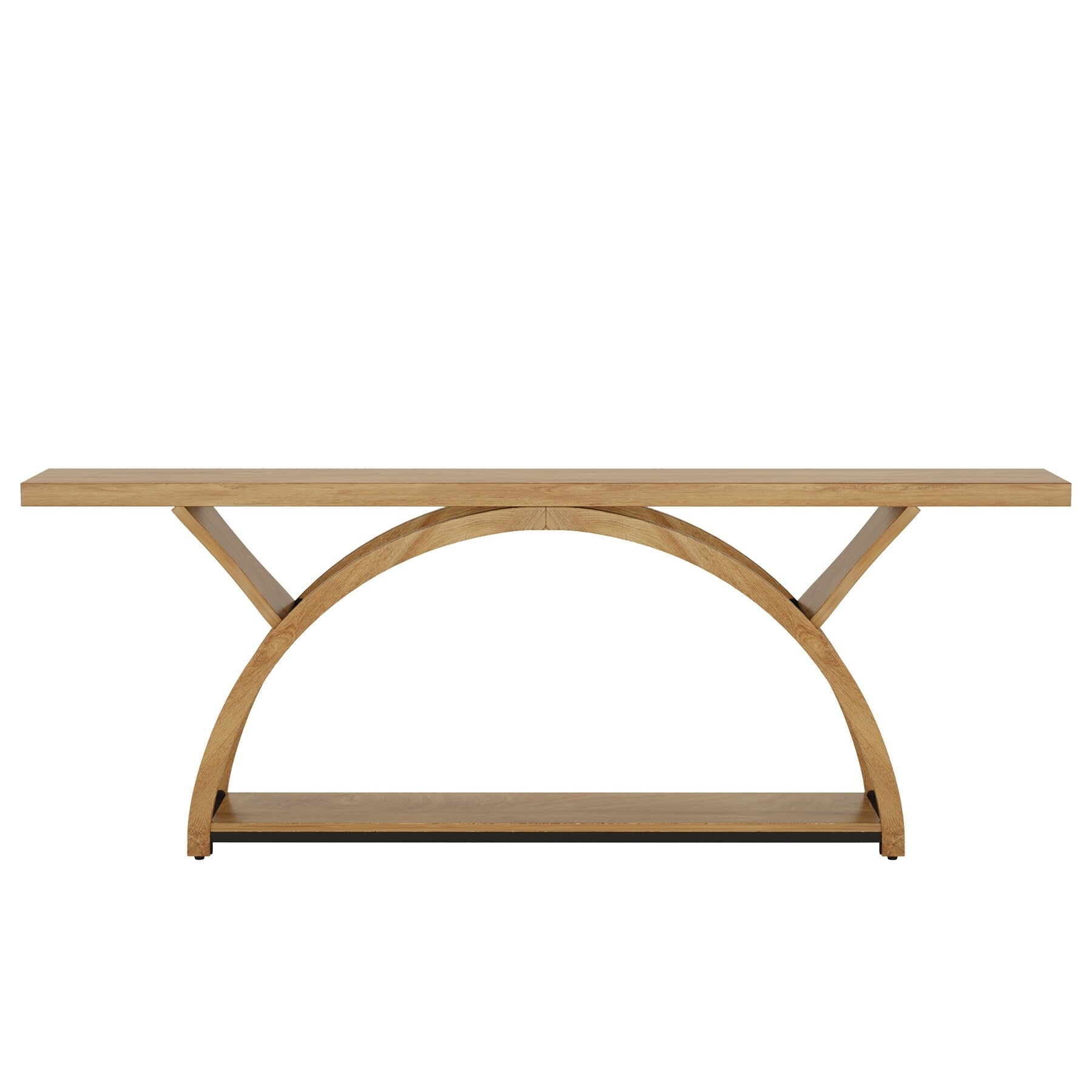 Table de console de canapé étroite et longue à 2 niveaux avec cadre semi-circulaire pour entrée, tables d'appoint de couloir grises