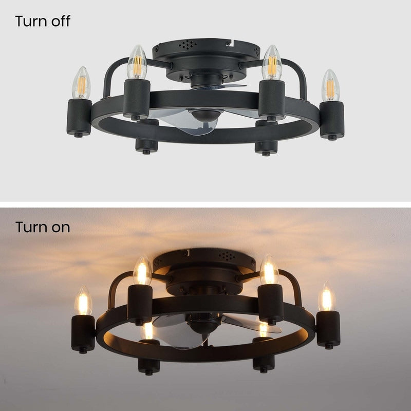 20 in. Modern Farmhouse Ceiling Fan LED Low Profile Flush Mount Ceiling Fan Light with Remote for Living Room
