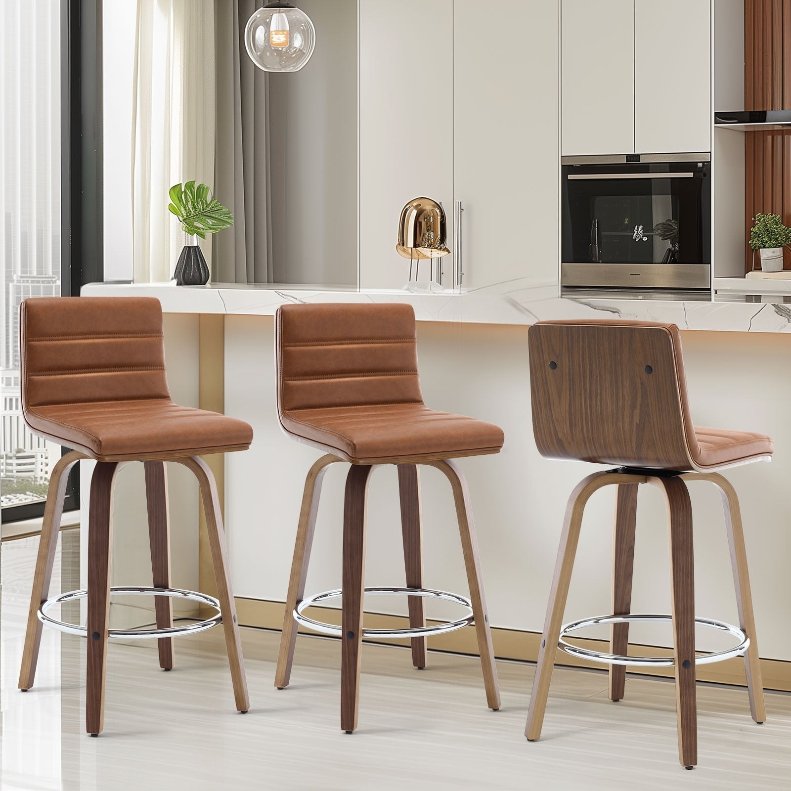 26/29 Faux Leather Swivel Bar/Counter Stools, Set of 2/3