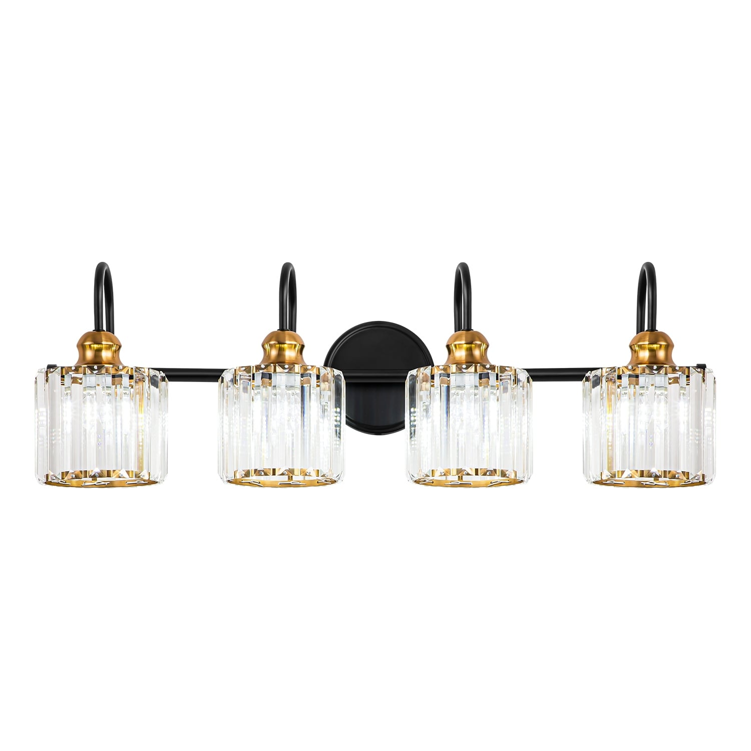 3/4-Light Modern Glam Linear Dimmable Crystal Bathroom Vanity Lights Over Mirror