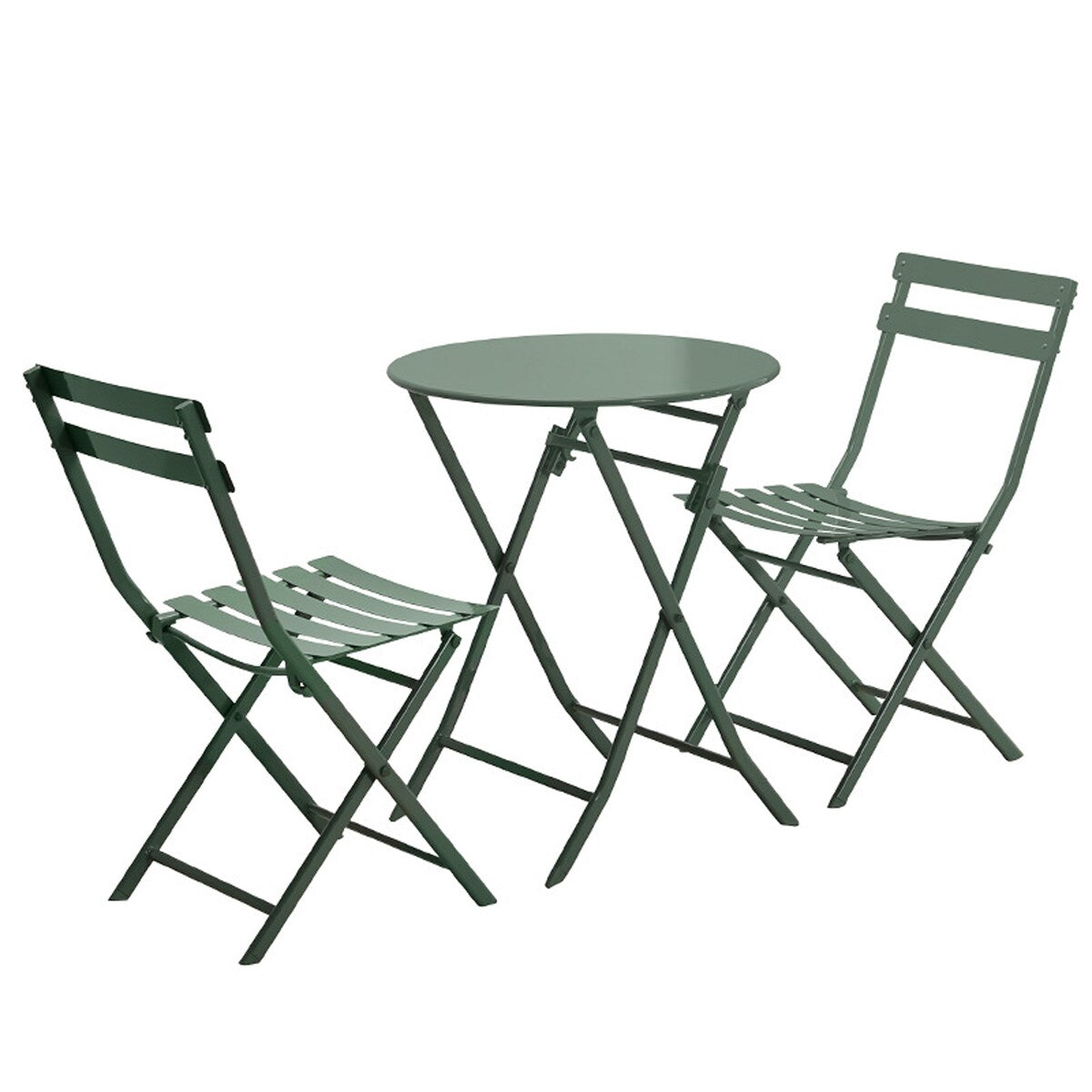 3-Piece Minimalist Patio Bistro Set of Foldable Round Table & Chairs - 3-Piece-Patio-Bistro-Set