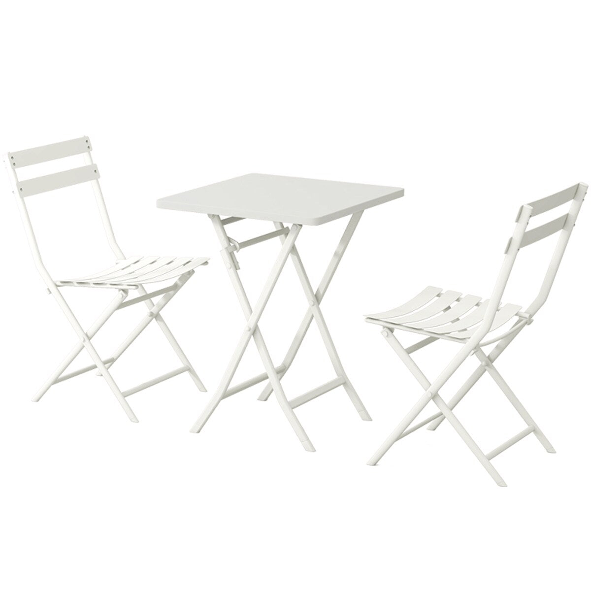 3 Piece Patio Minimalist Bistro Set Foldable Square Table & Chairs - 3-Piece