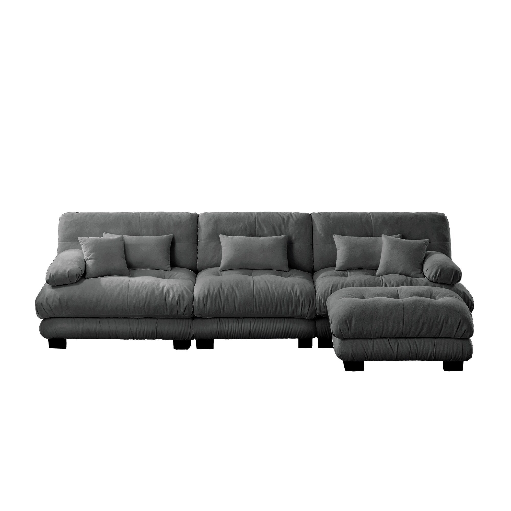 3-Seat Modular Sectional Sofa Deep Seat Couch L Shaped Cloud Couch with Convertible Ottoman for Living Room