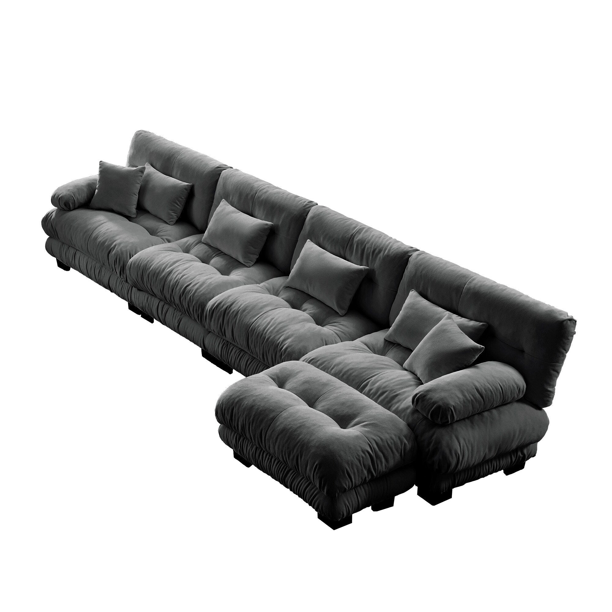 3-Seat Modular Sectional Sofa Deep Seat Couch L Shaped Cloud Couch with Convertible Ottoman for Living Room