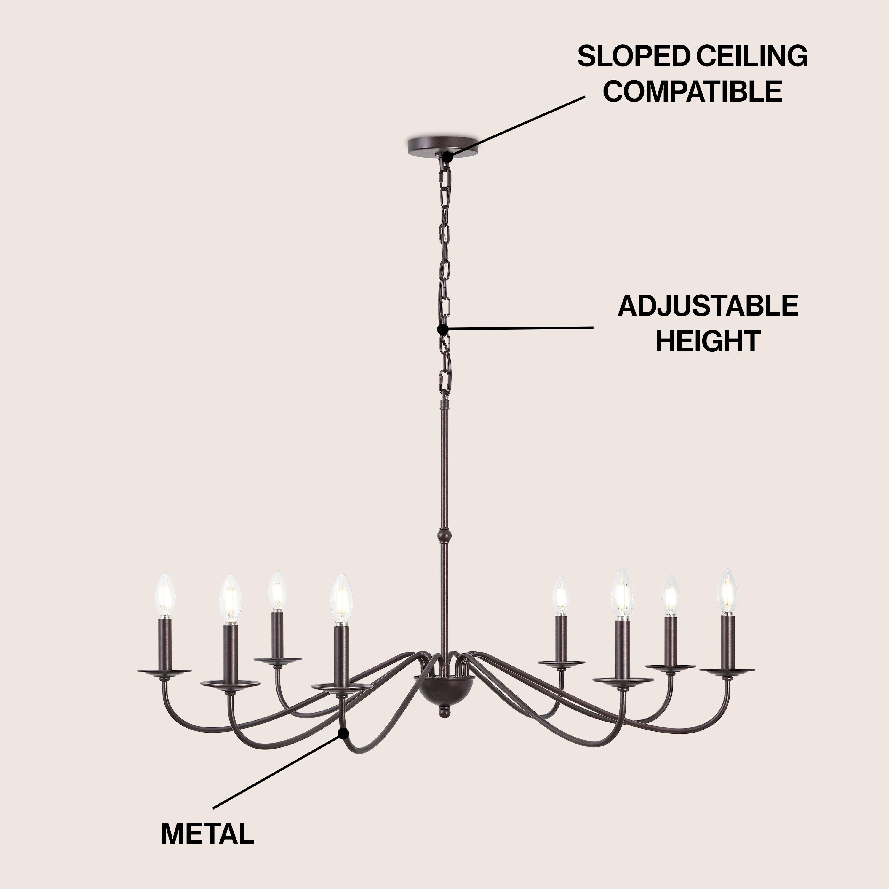 34.75 6-Light Iron LED Chandelier, by JONATHAN Y