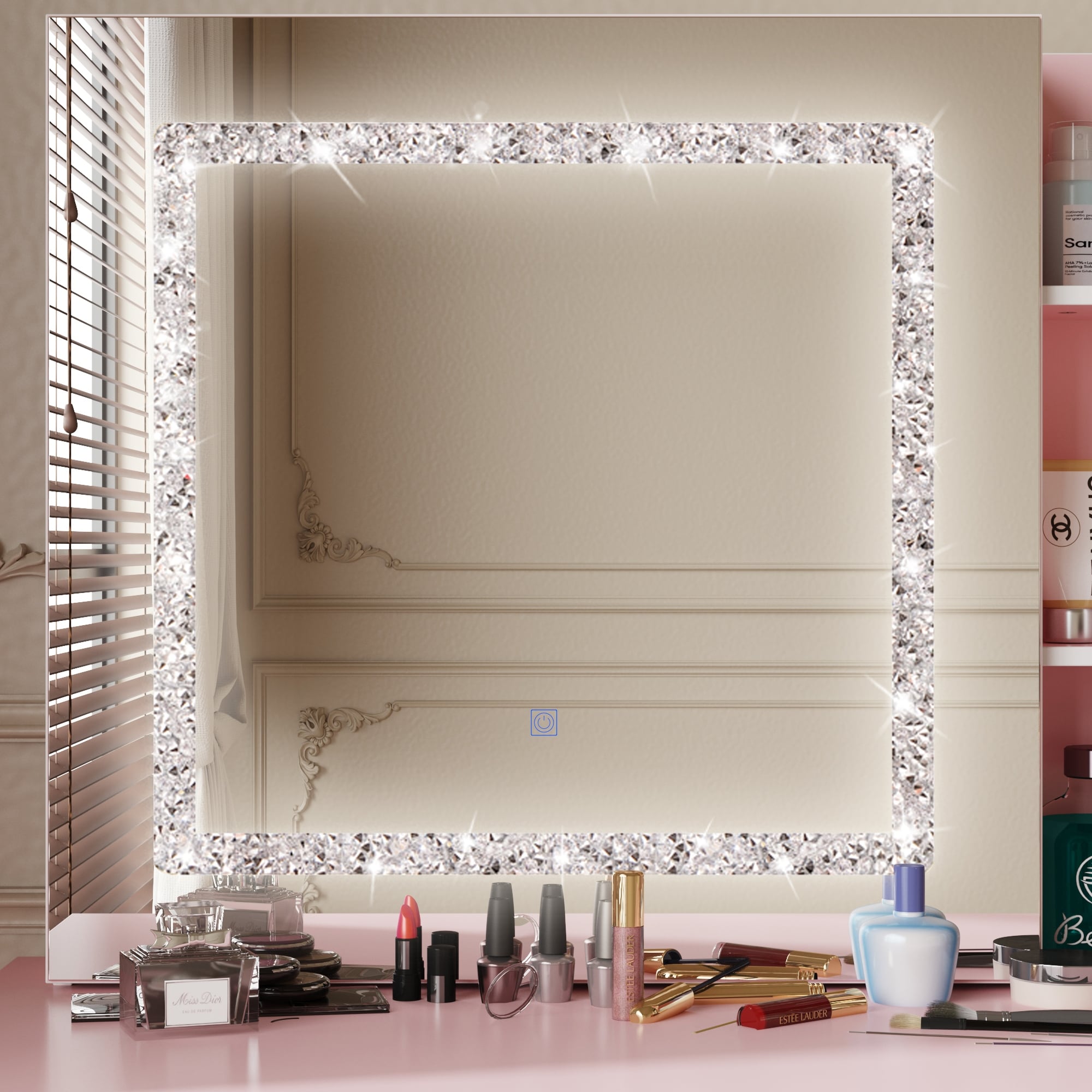 39.4'' Wide Makeup Vanity Set with Stool and Mirror