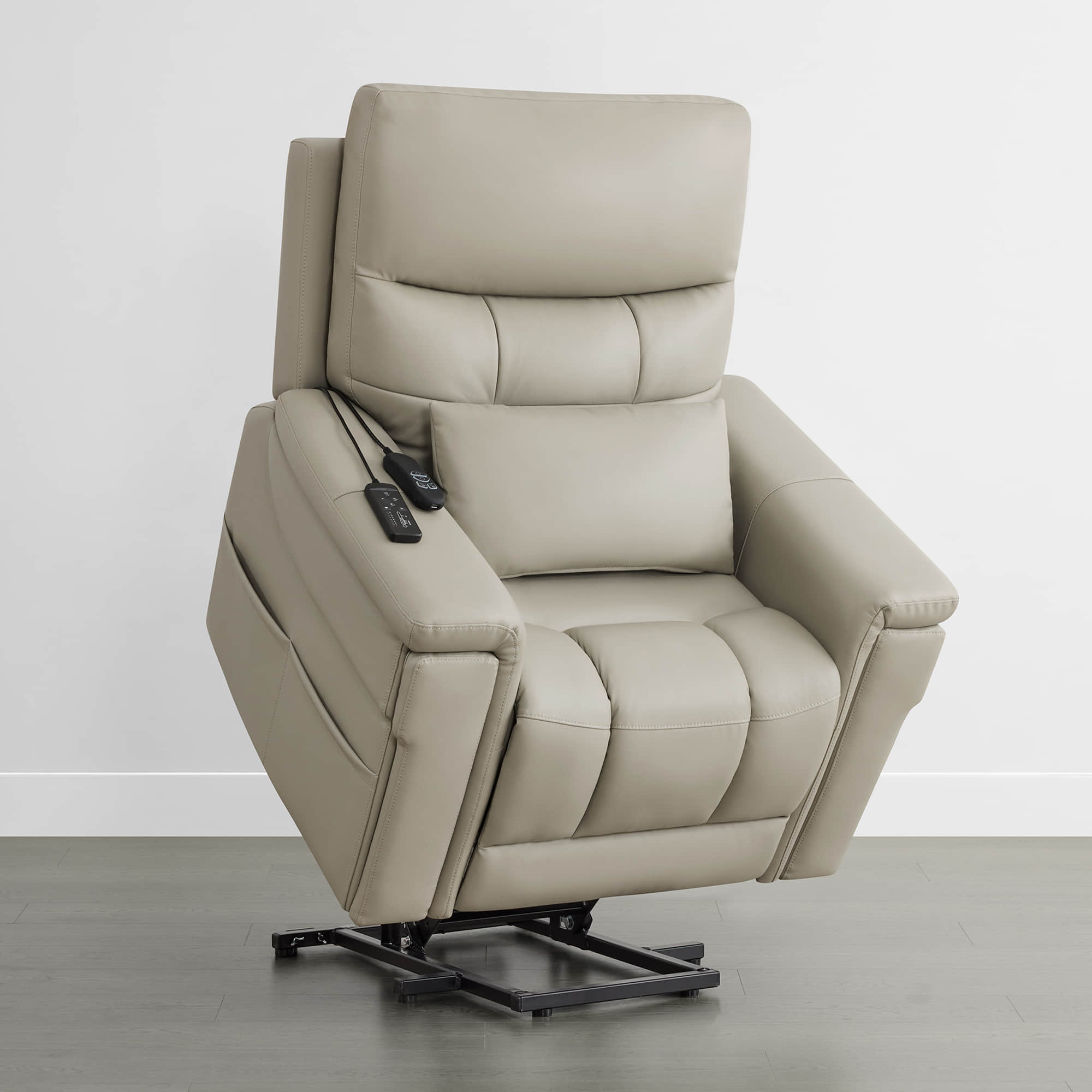 Addy Genuine Leather Lift Assist Power Recliner With Heat Massage