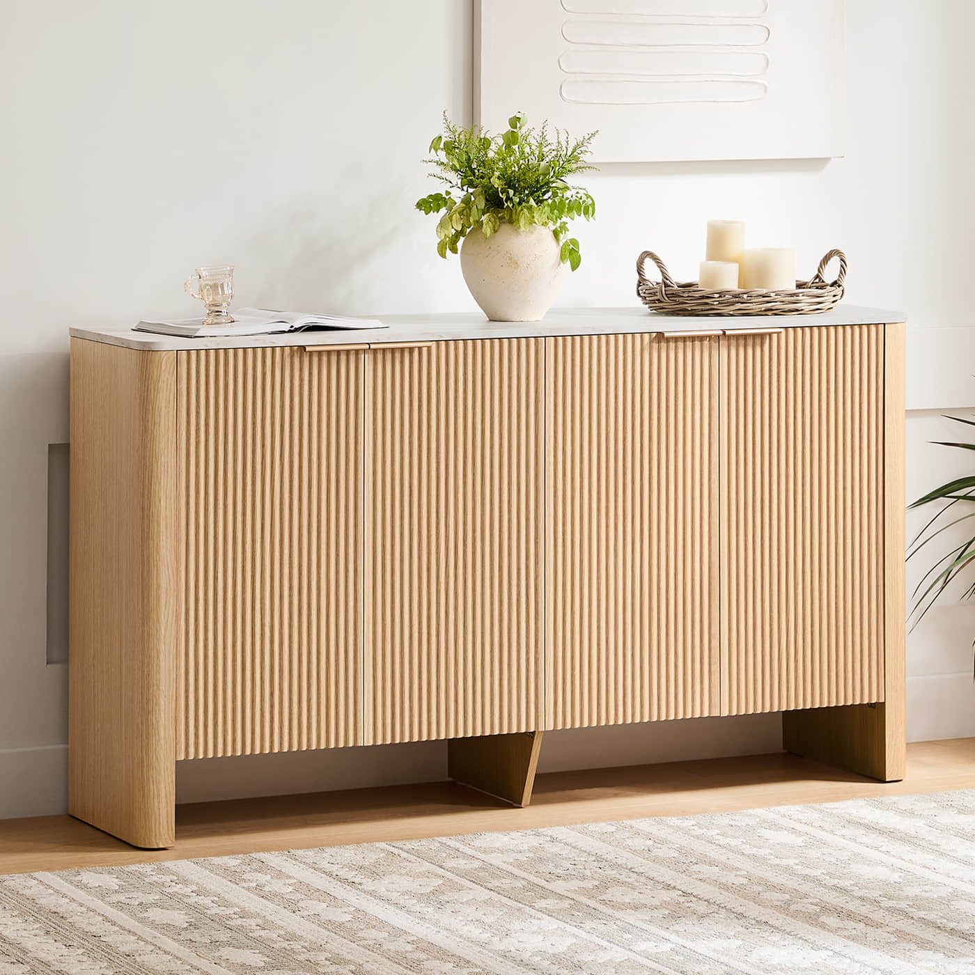 Bowen – 61 Fluted Wood Sideboard, High-Leg