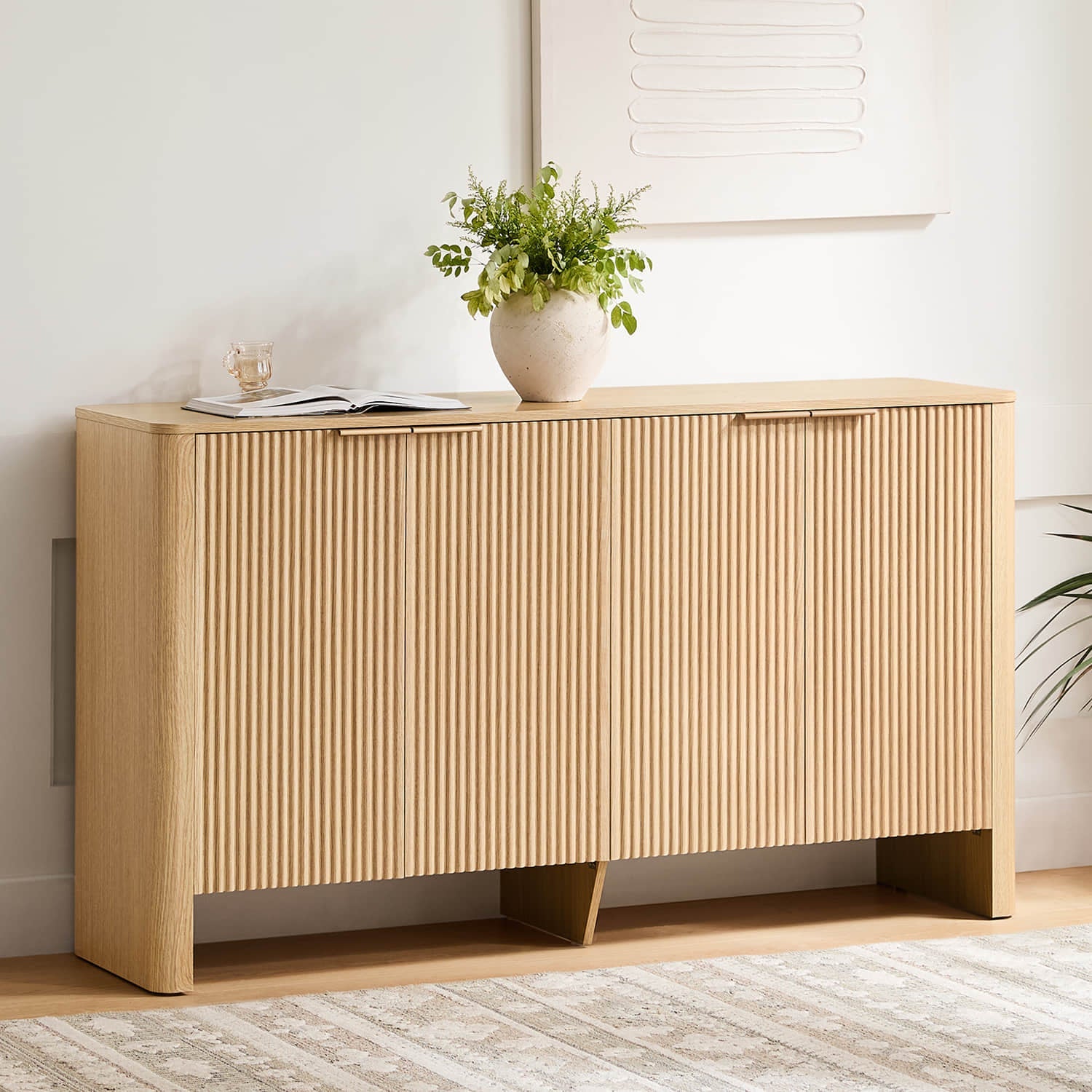 Bowen – 61 Fluted Wood Sideboard, High-Leg