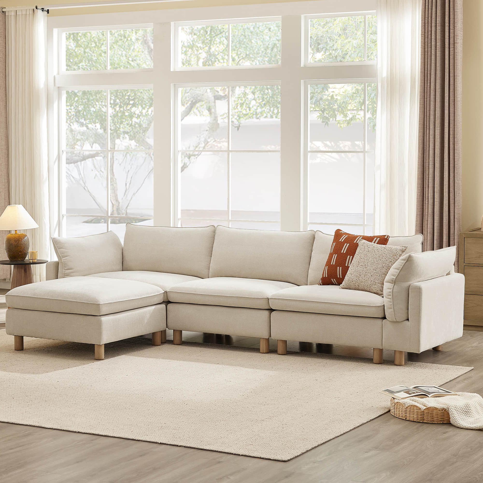 Brendon Modular 4-Seat Sectional Sofa with Wood Leg