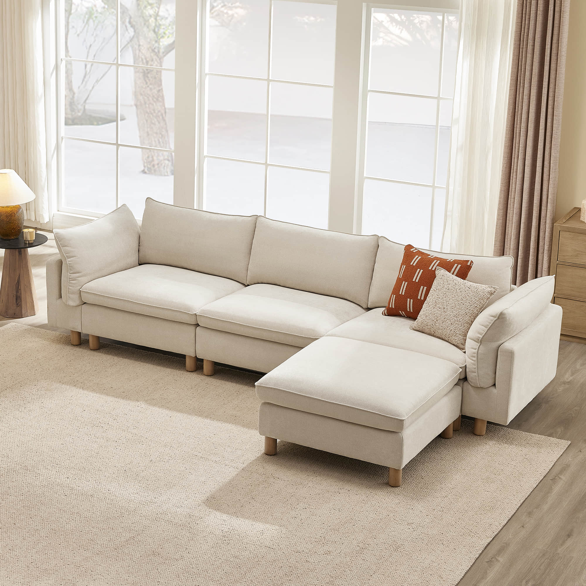 Brendon Modular 4-Seat Sectional Sofa with Wood Leg
