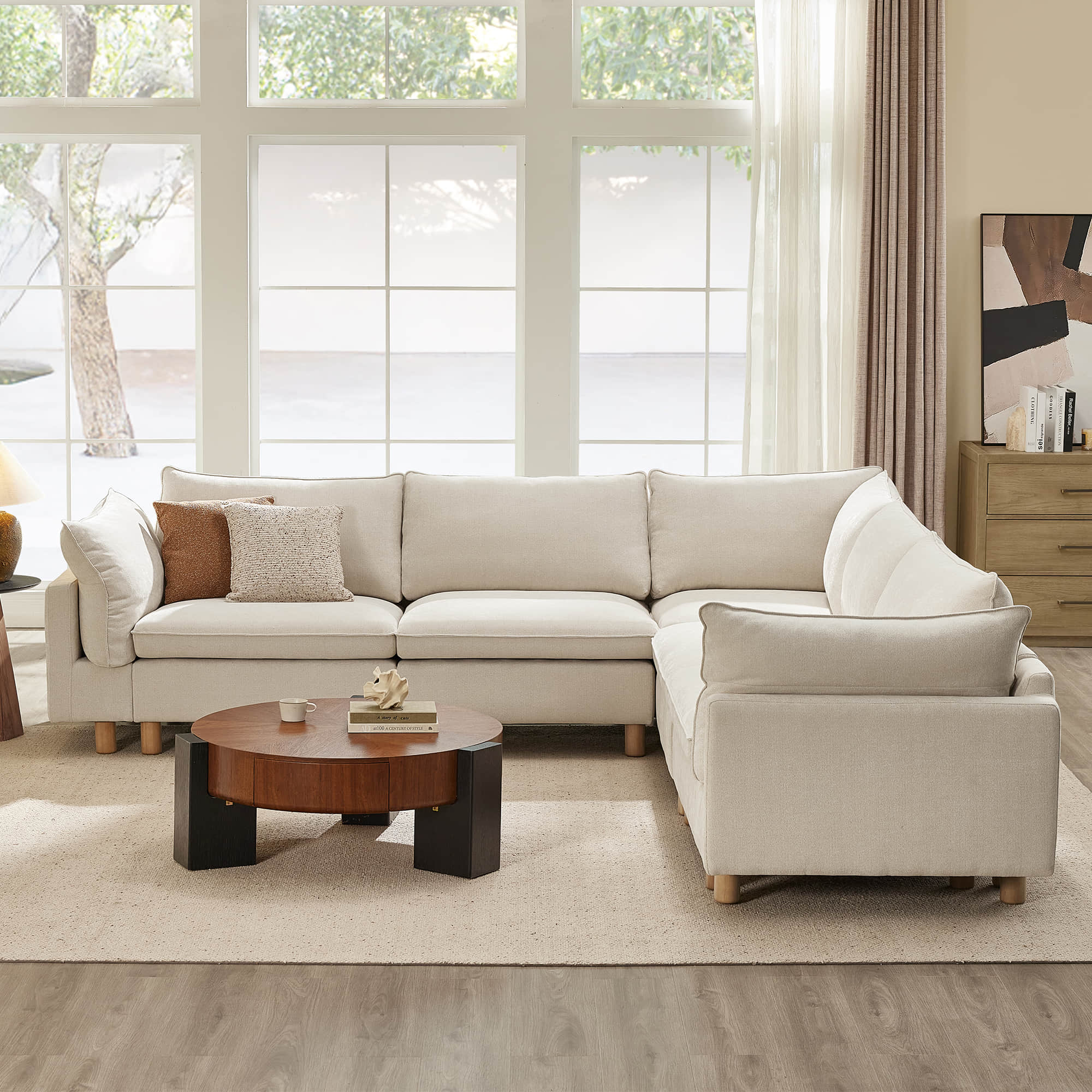 Brendon Modular Corner Sectional Sofa with Wood Leg