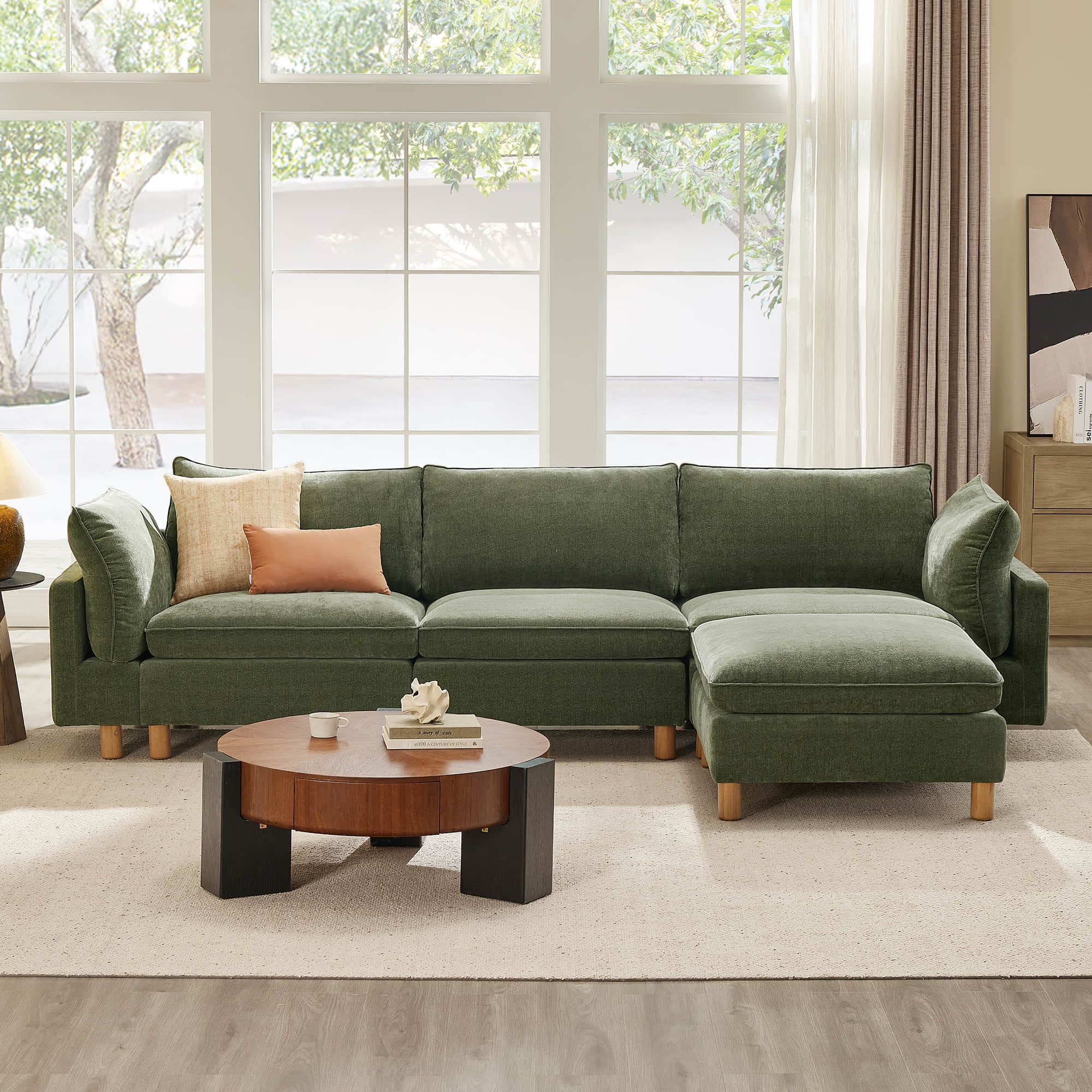 Brendon Modular 4-Seat Sectional Sofa with Wood Leg