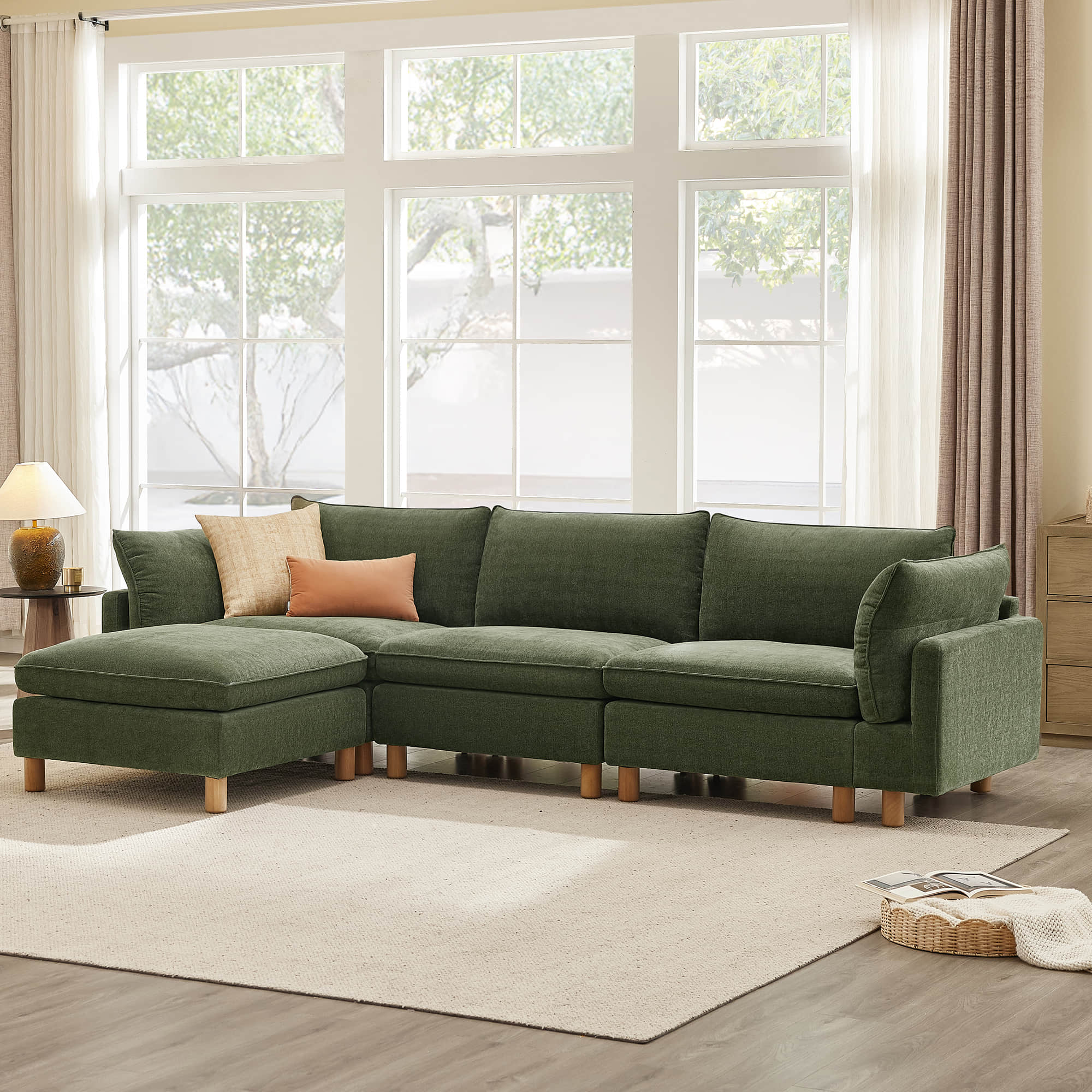 Brendon Modular 4-Seat Sectional Sofa with Wood Leg