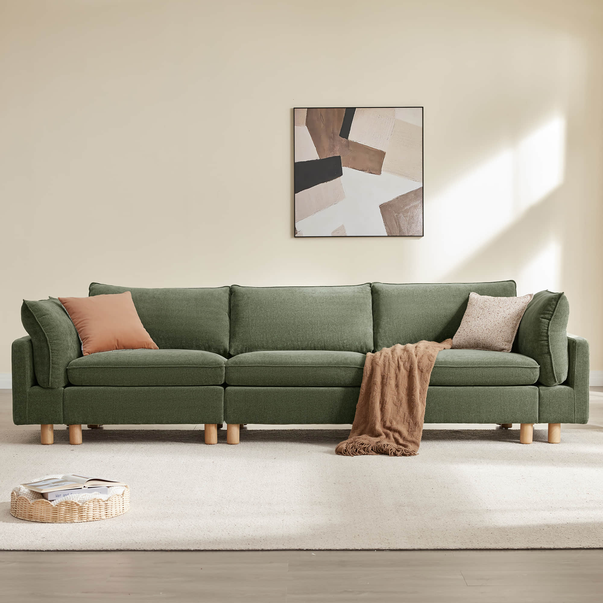 Brendon Modular 3-Seat Sofa with Wood Leg