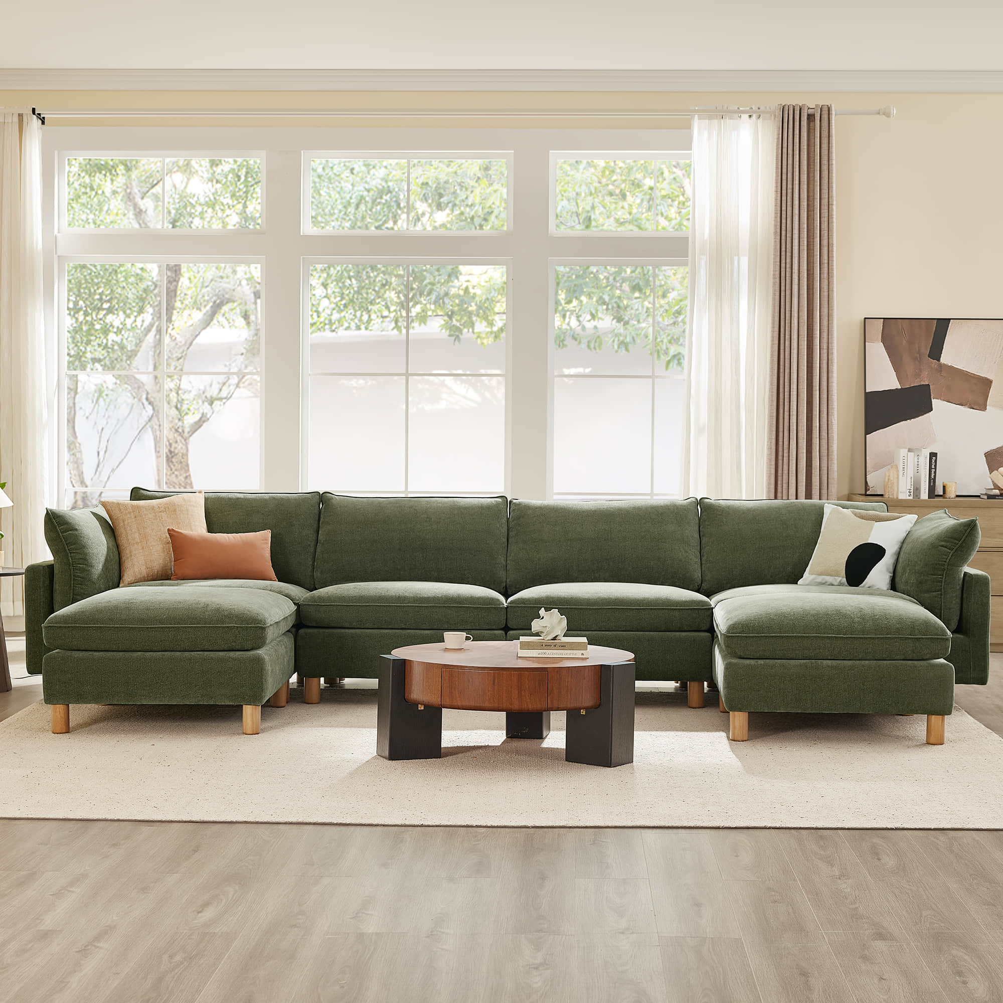 Brendon Modular 6-Seat Sectional Sofa with Wood Leg