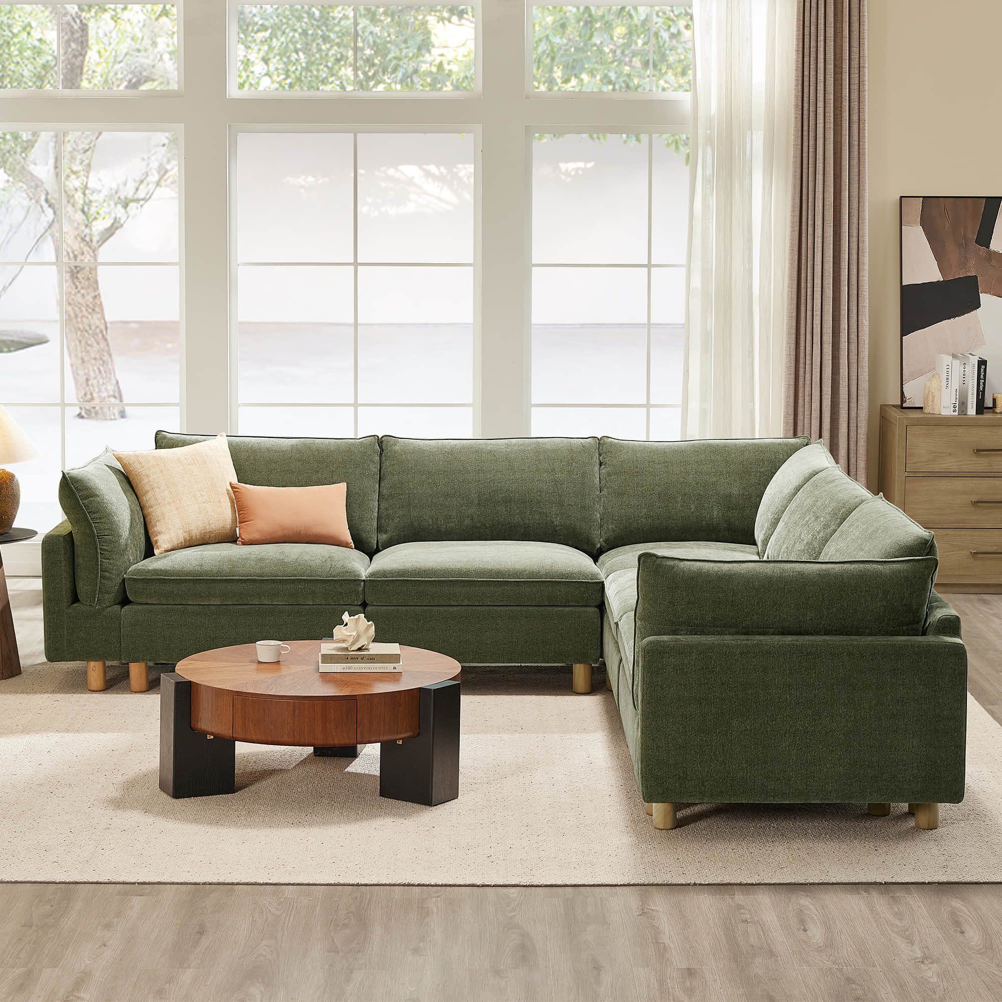 Brendon Modular Corner Sectional Sofa with Wood Leg