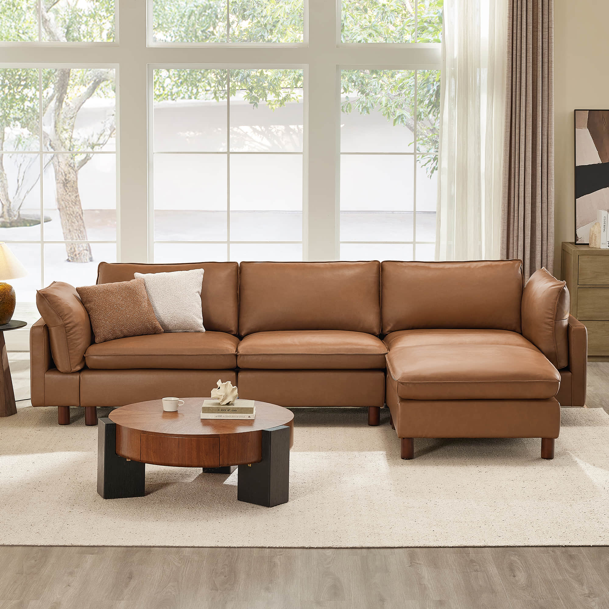 Brendon Modular 4-Seat Sectional Sofa with Wood Leg