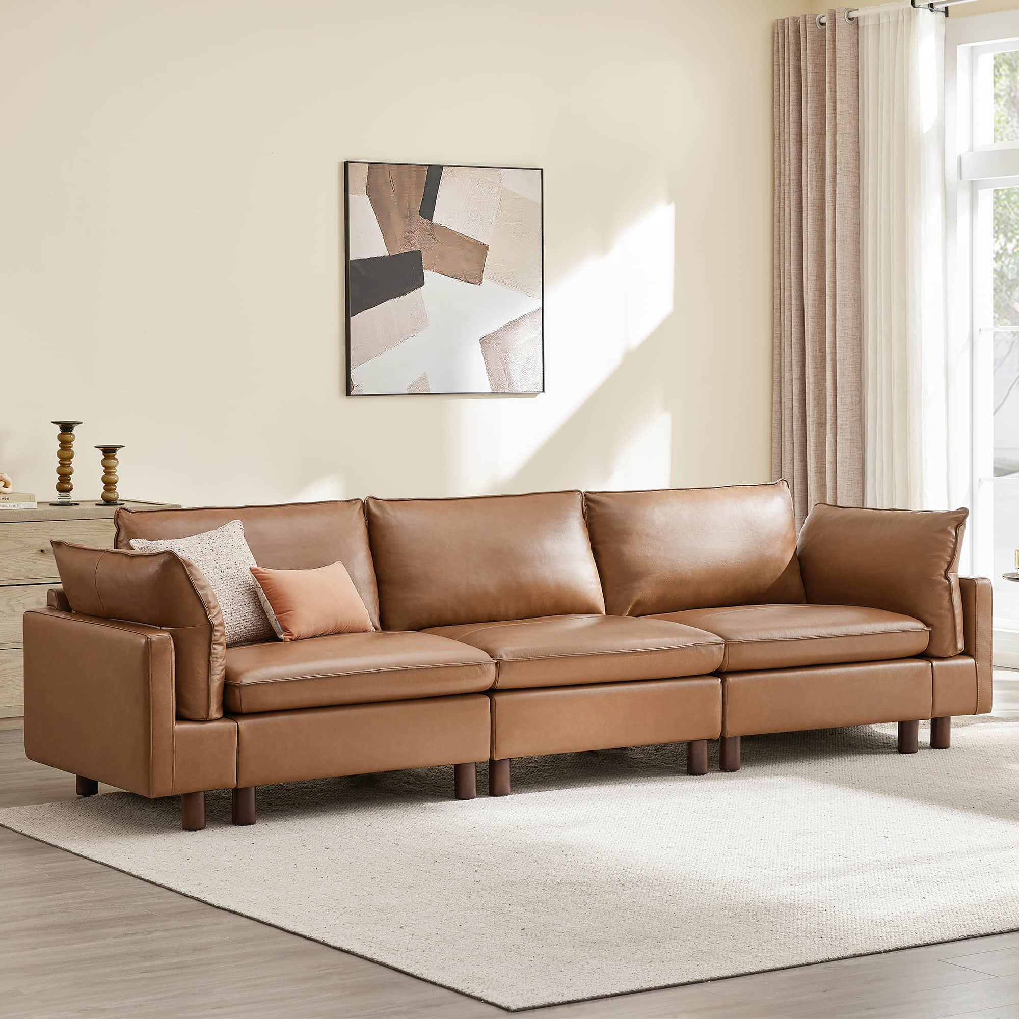 Brendon Modular 3-Seat Sofa with Wood Leg