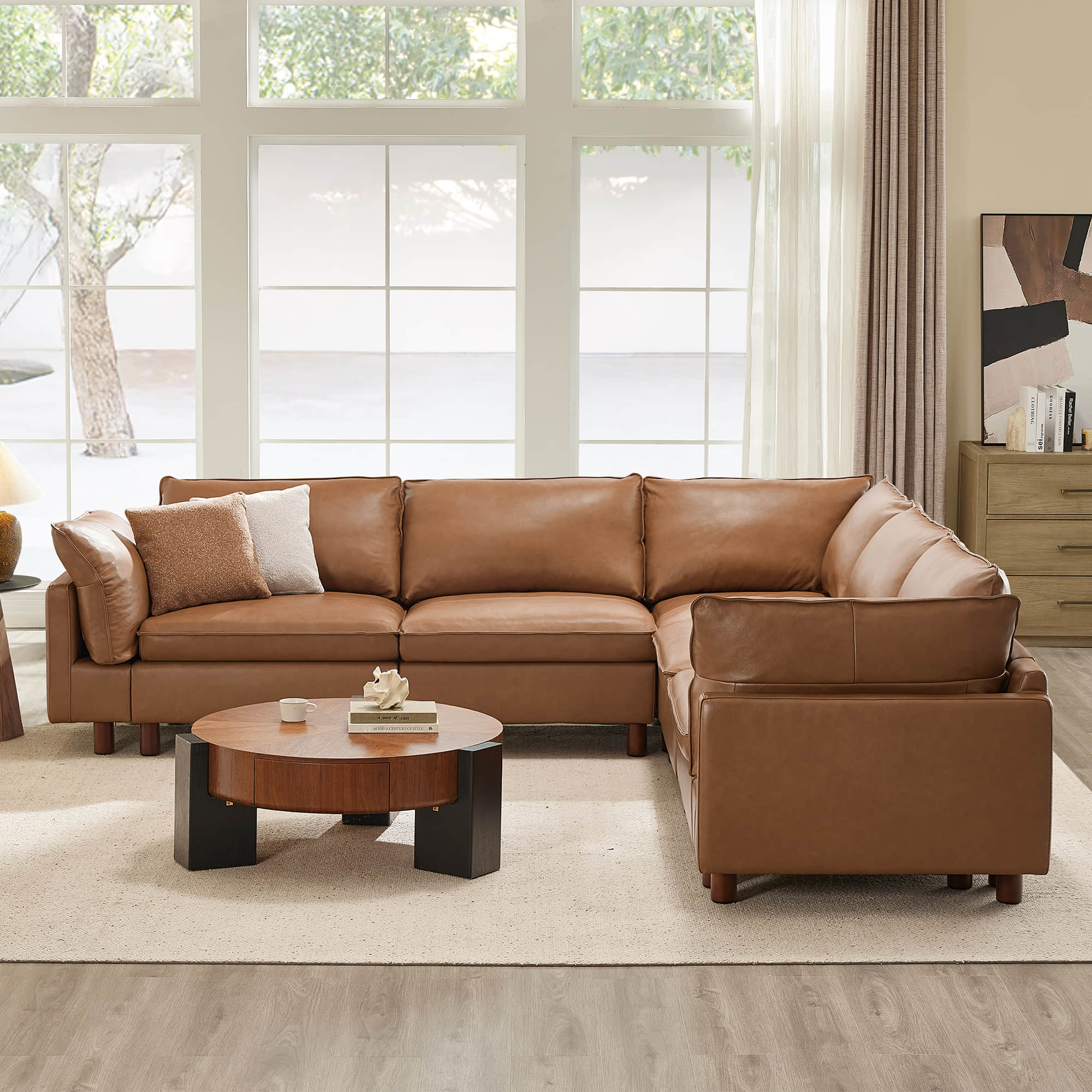 Brendon Modular Corner Sectional Sofa with Wood Leg