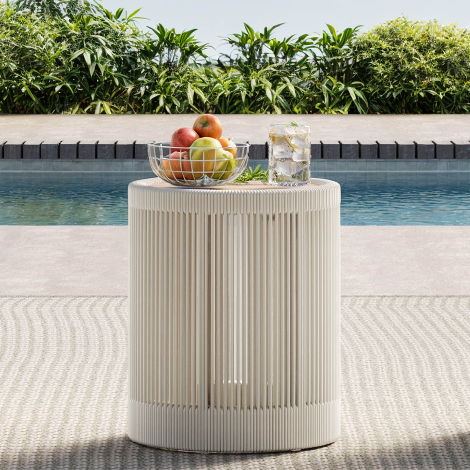 Clover Acacia Wood Rope Outdoor Bistro Set with Swivel Chair