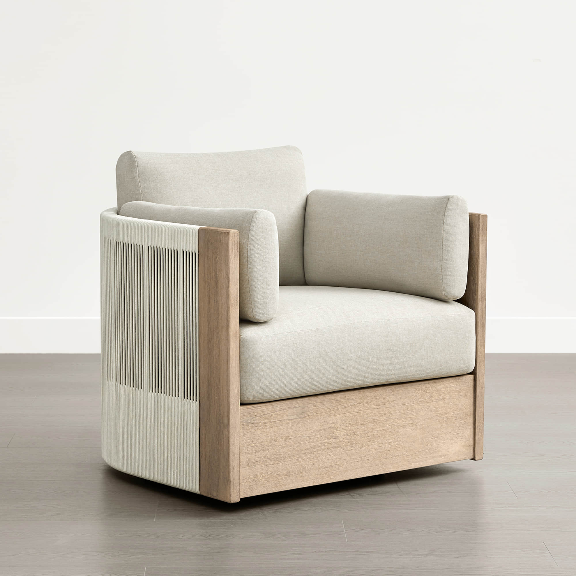 Clover Acacia Wood Rope Outdoor Bistro Set with Swivel Chair