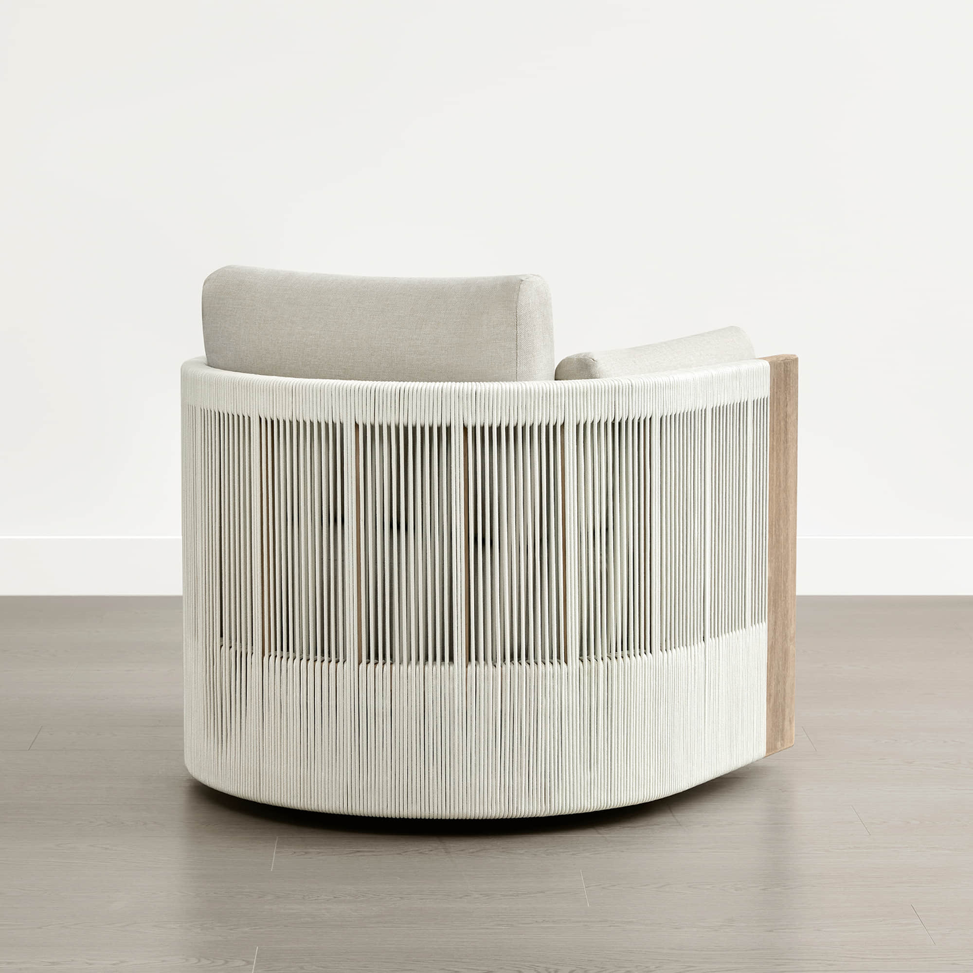 Clover Acacia Wood Rope Outdoor Swivel Chair