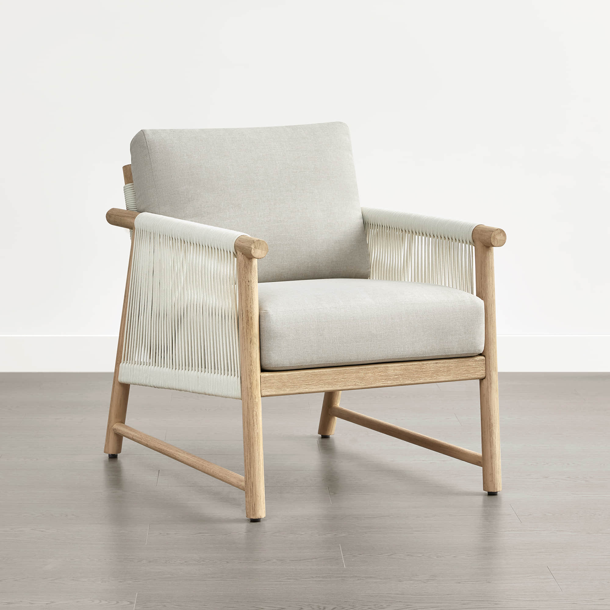 Sienna Modern Acacia Wood Rope Outdoor Lounge Chair