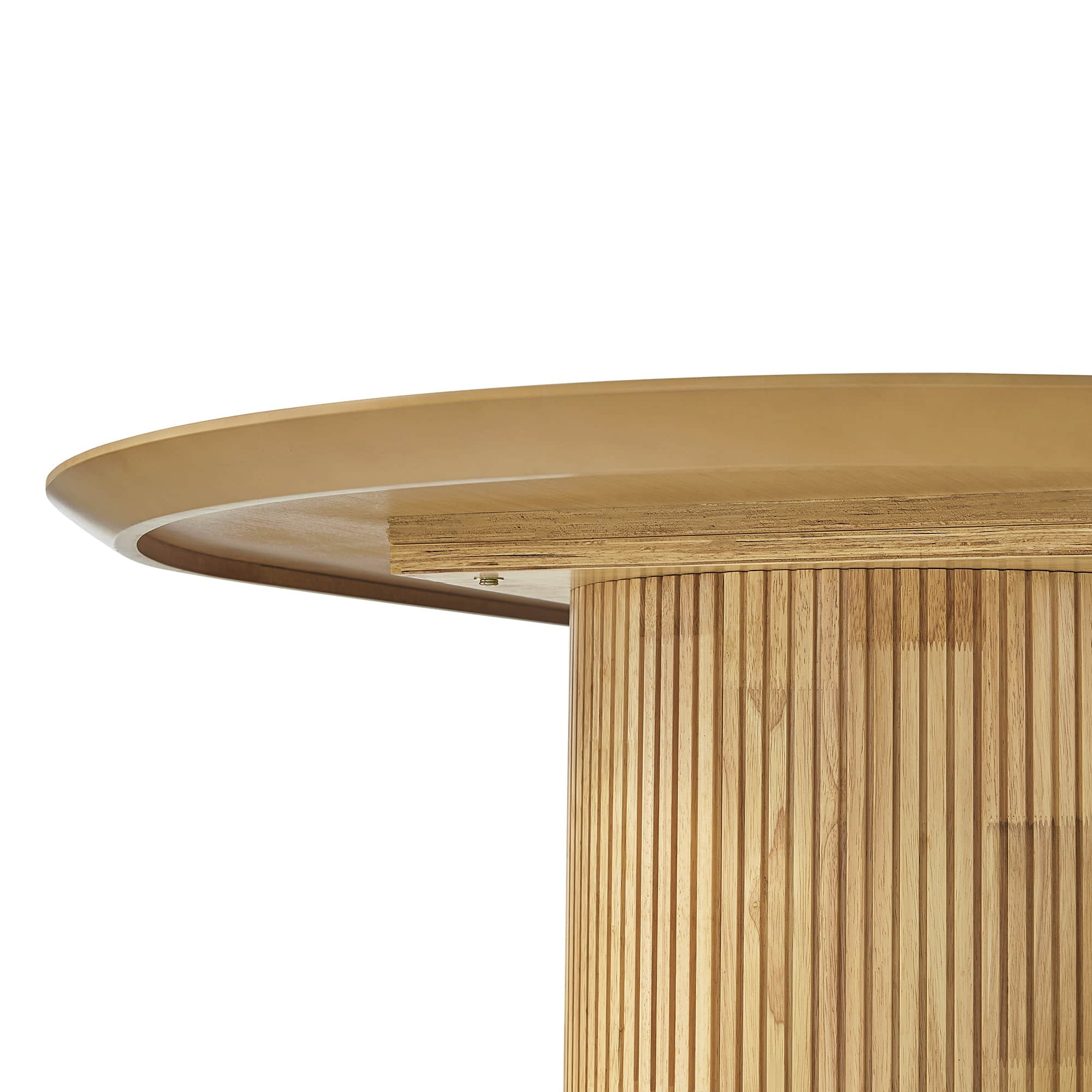 Coral Fluted Oval Wood Dining Table for 4