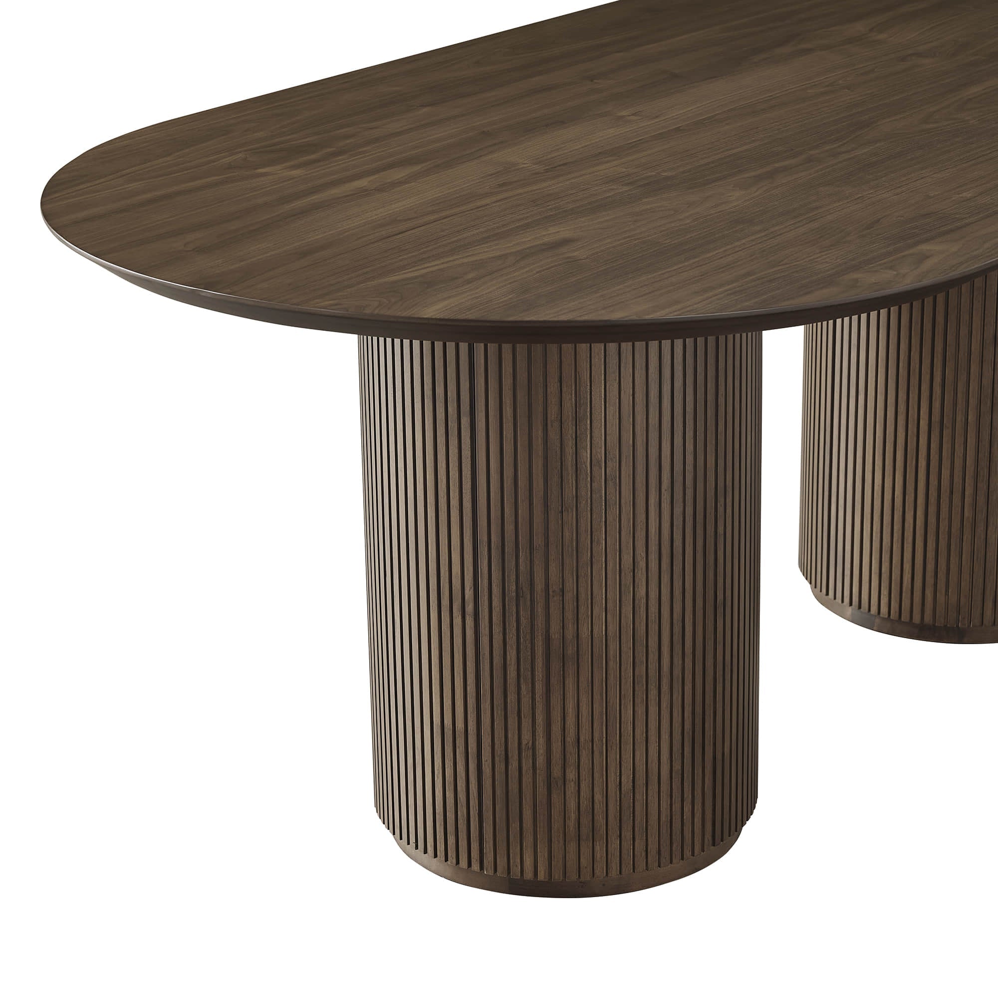 Coral Fluted Oval Wood Dining Table for 4