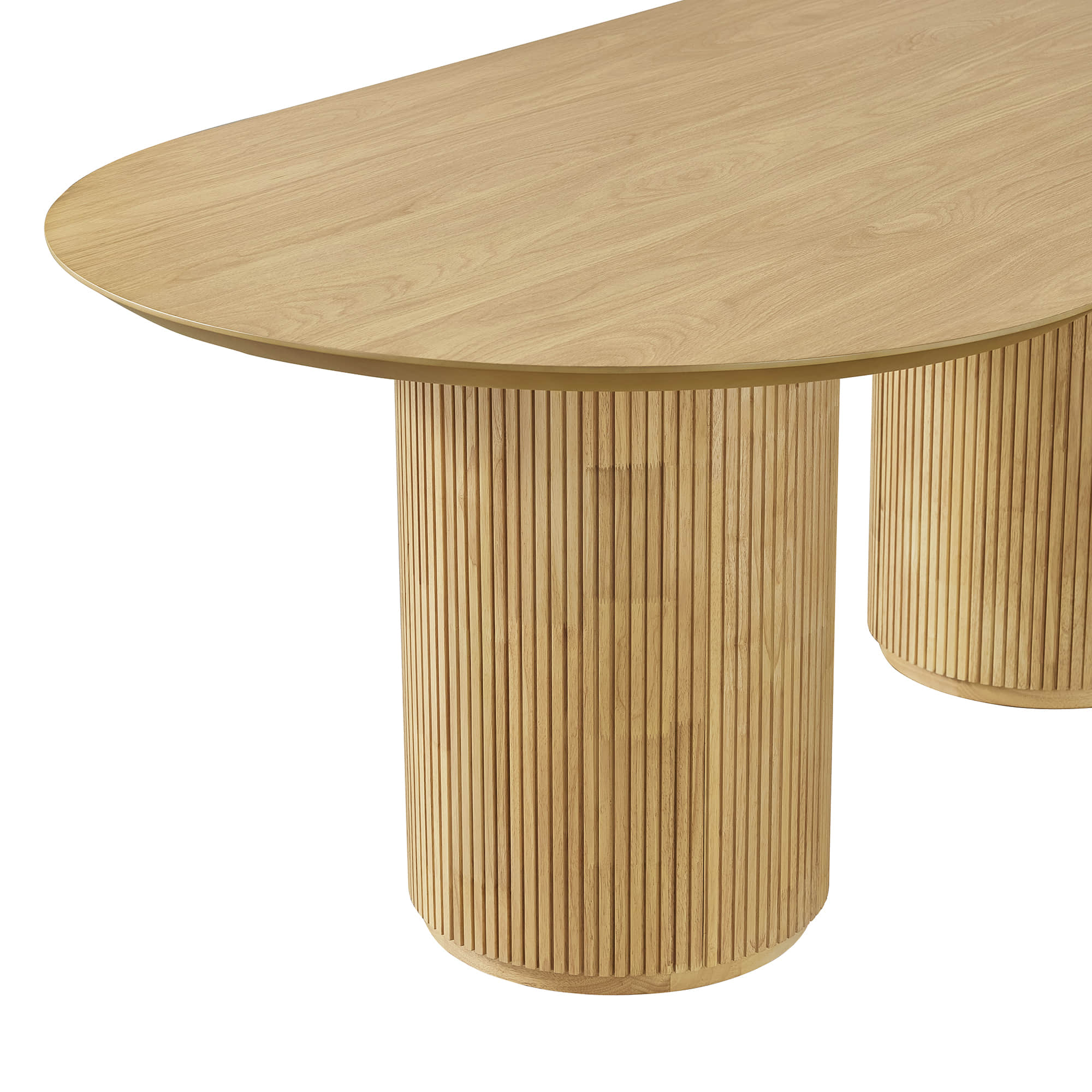 Coral Fluted Oval Wood Dining Table for 4