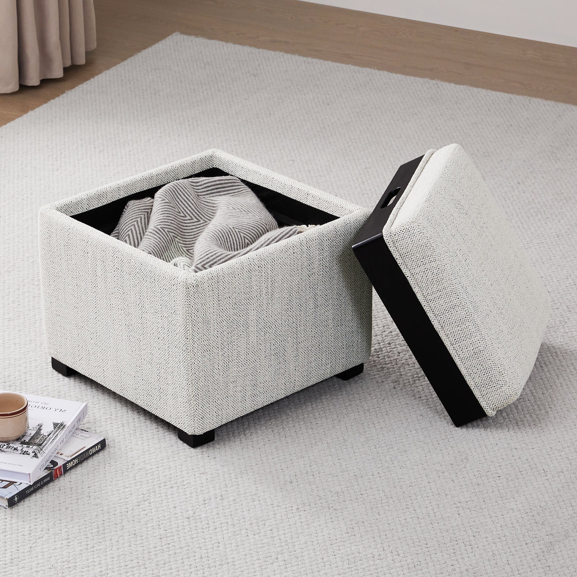 Cube Storage Ottoman - Fabric & Leather
