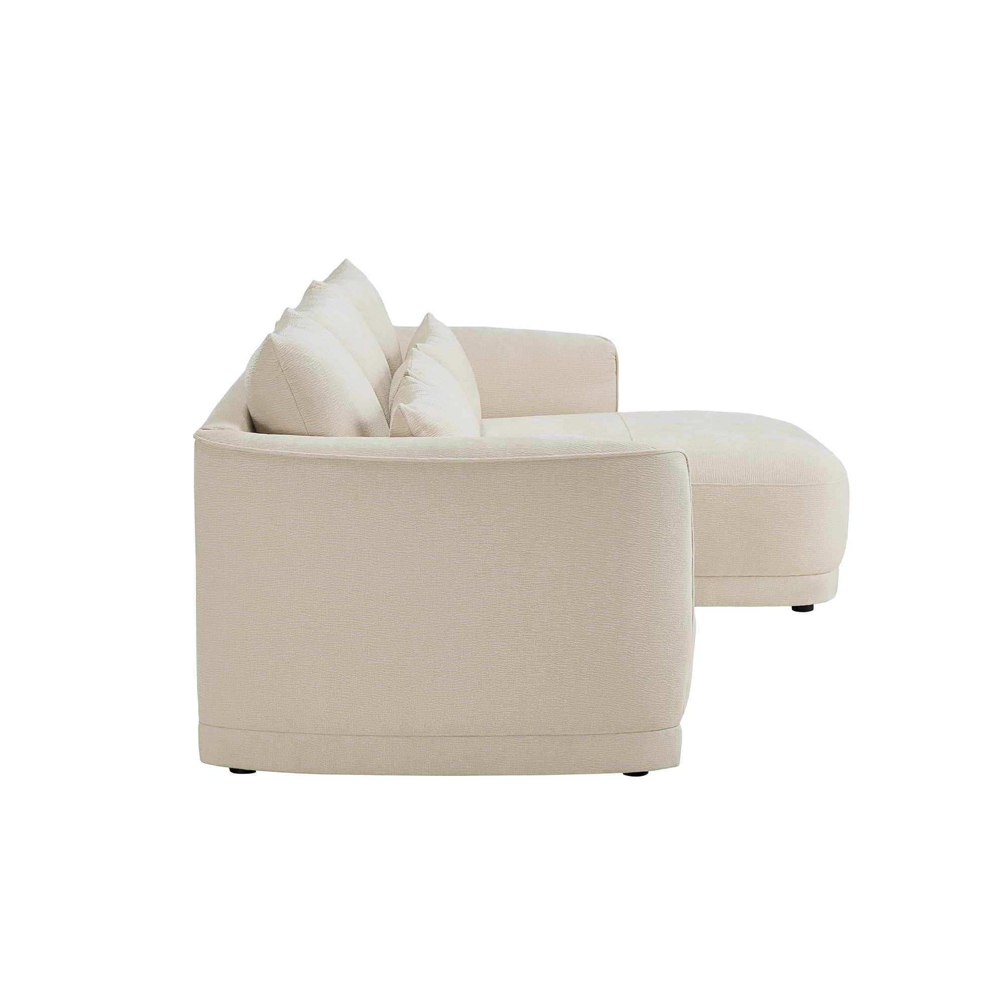 Daisy 3-Seat Modular Curved Chenille Sectional Sofa with Chaise and Down-Filled