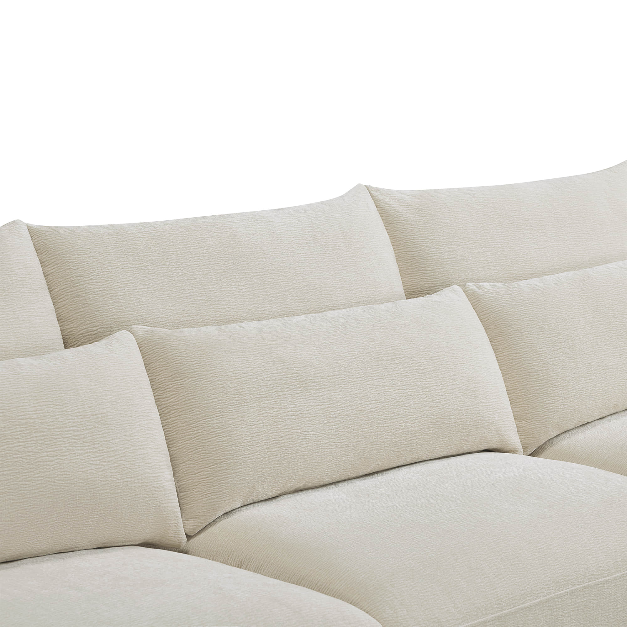 Daisy 3-Seat Modular Curved Chenille Sectional Sofa with Chaise and Down-Filled