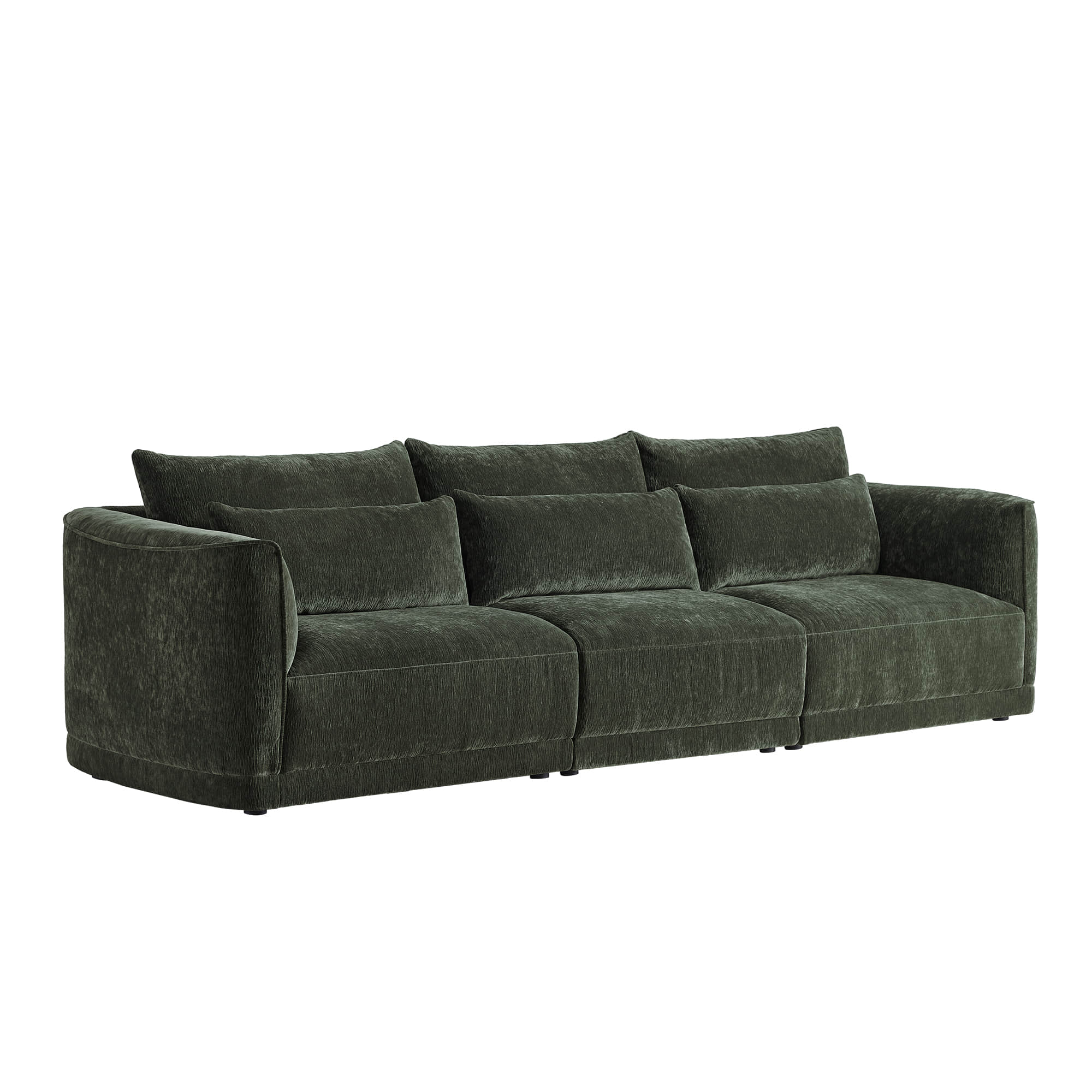 Daisy 3-Seat Modular Curved Chenille Sofa with Down-Filled Cushions