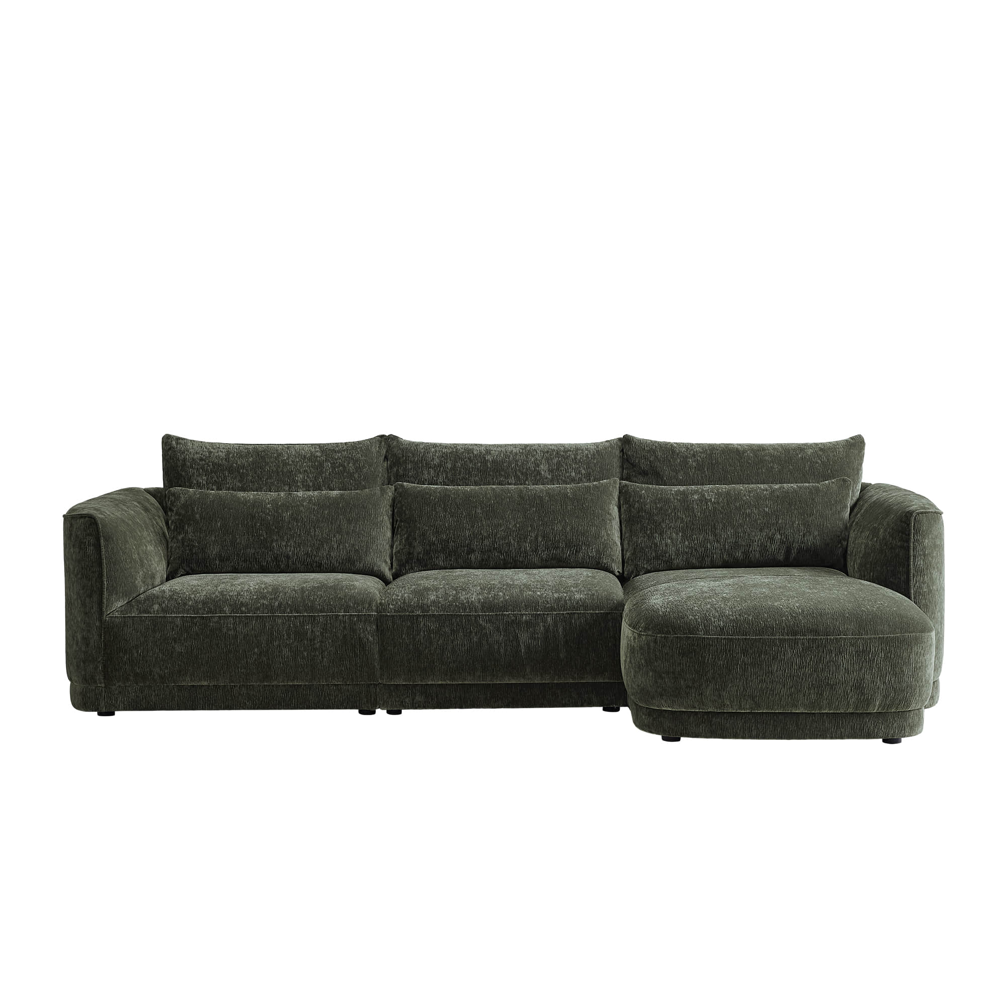 Daisy 3-Seat Modular Curved Chenille Sectional Sofa with Chaise and Down-Filled