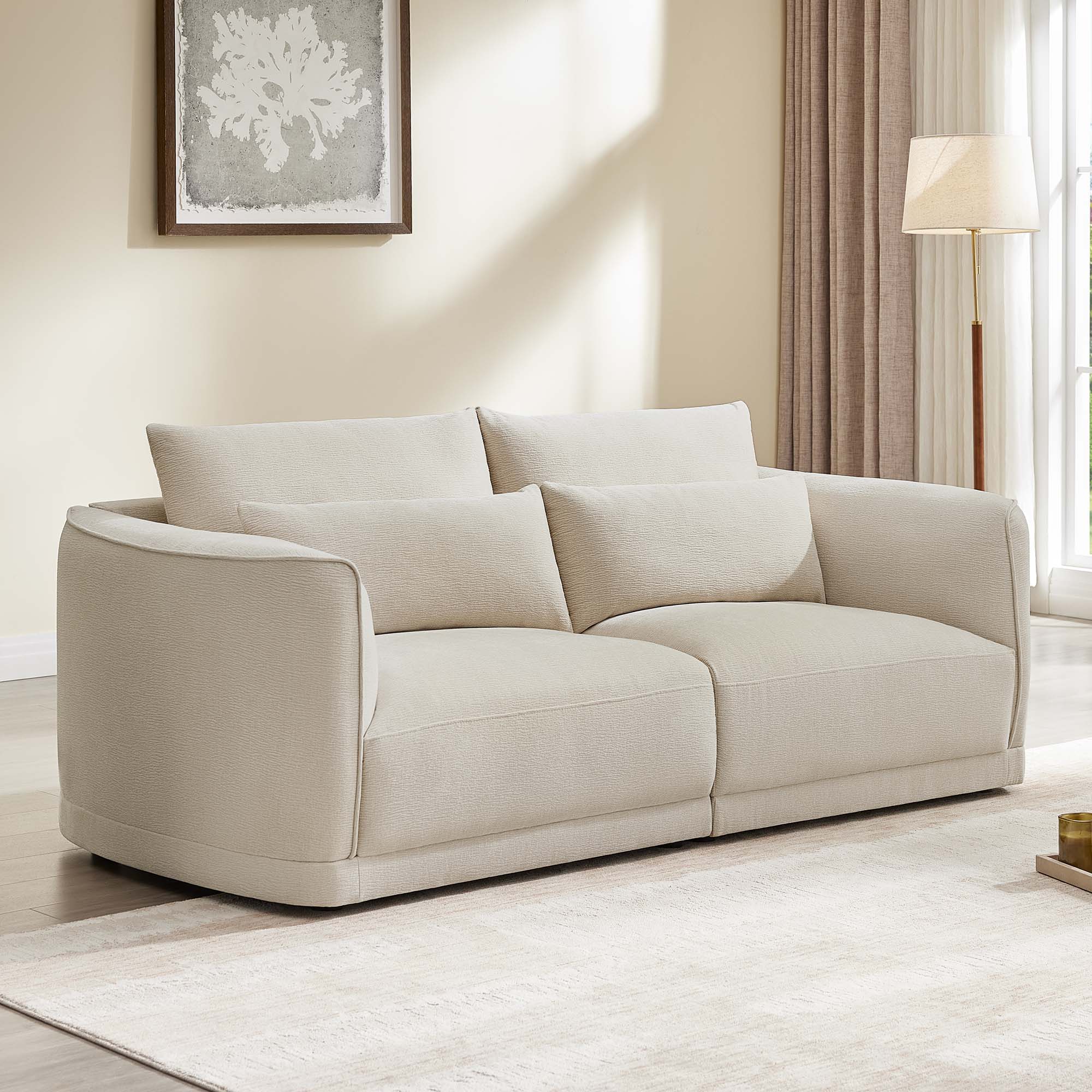 Daisy 2-Seat Modular Curved Chenille Sofa with Down-Filled Cushions