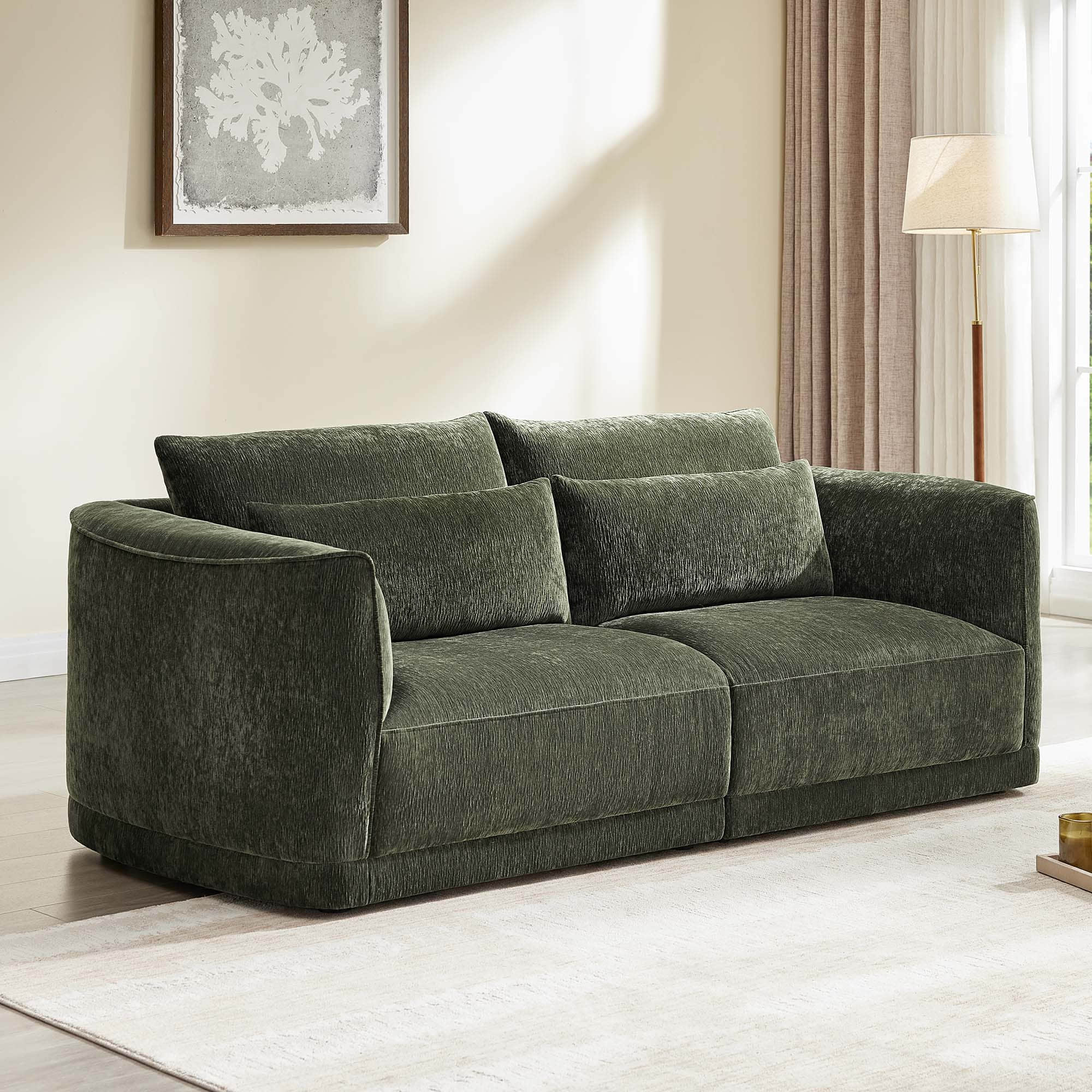 Daisy 2-Seat Modular Curved Chenille Sofa with Down-Filled Cushions