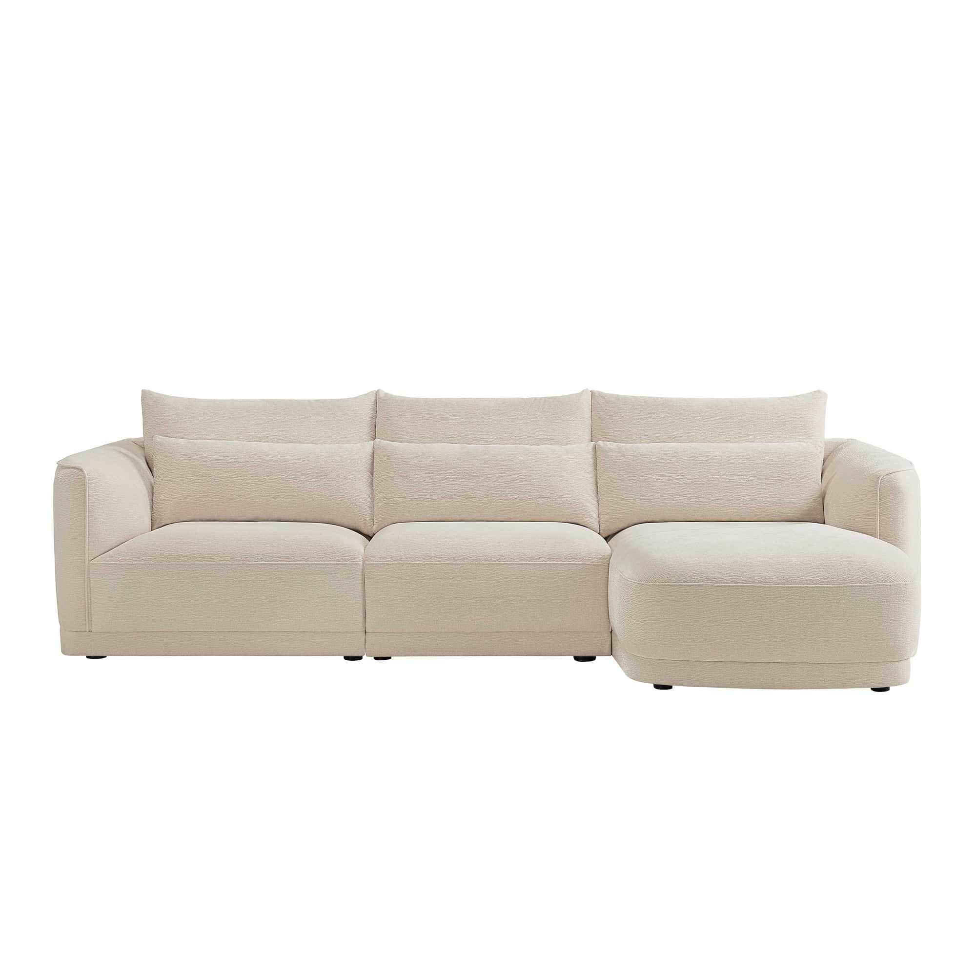Daisy 3-Seat Modular Curved Chenille Sectional Sofa with Chaise and Down-Filled