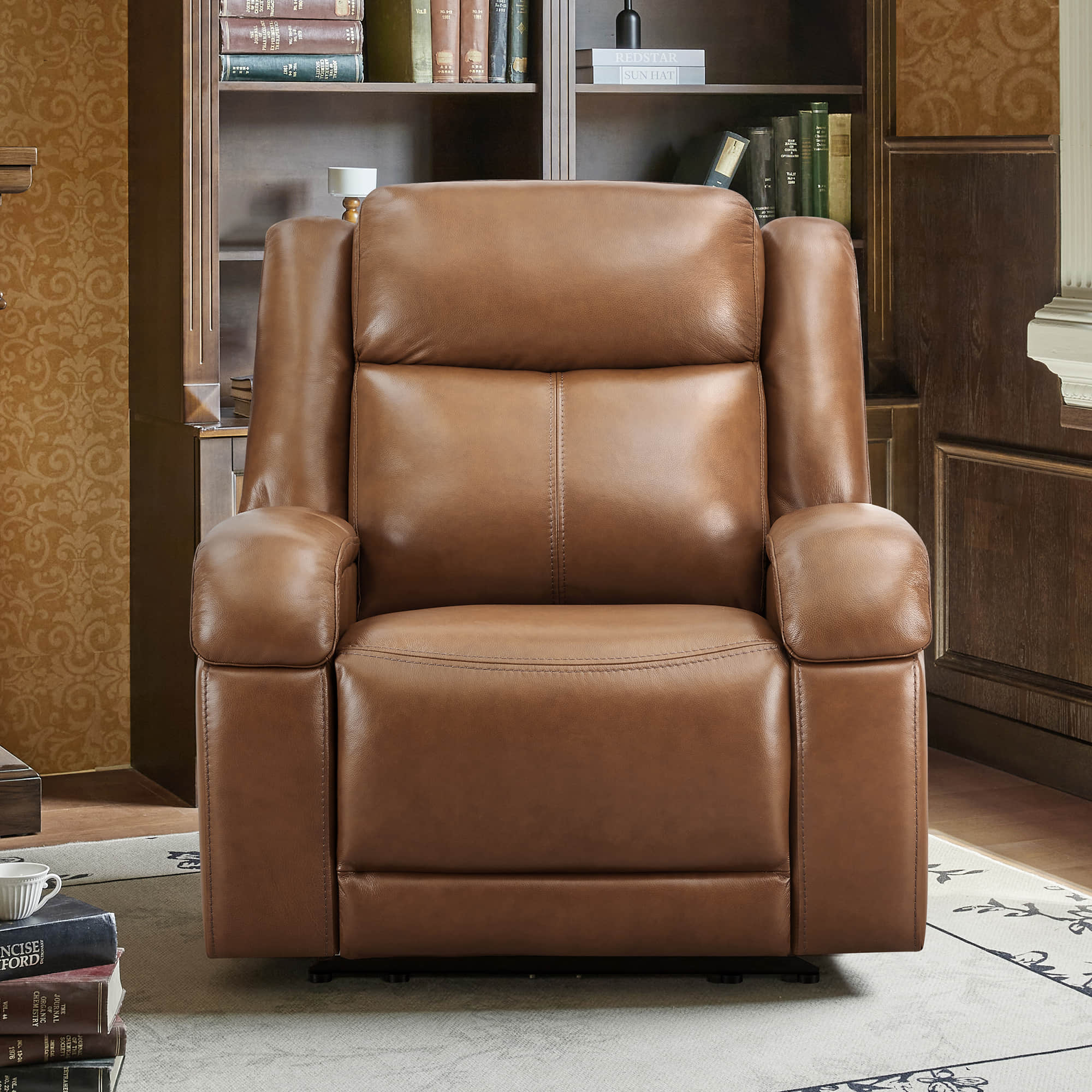 Isaac Genuine Leather Wall Hugger Power Recliner with Power Headrest