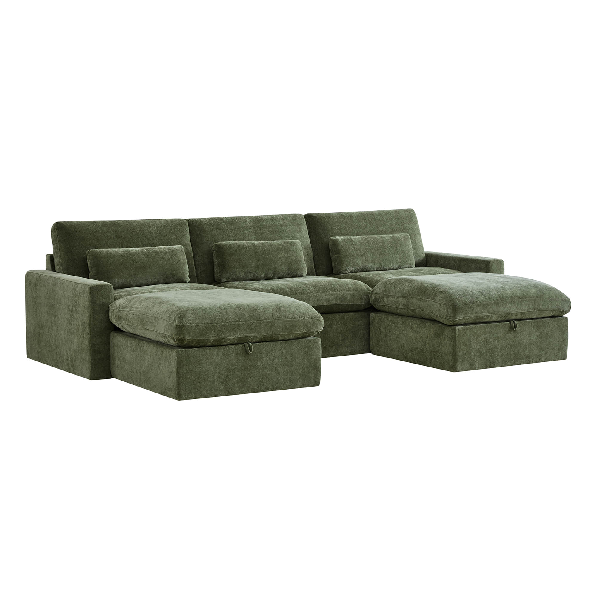 Ivy 5-Seat Performance Fabric Modular Sectional Sofa with Storage Ottoman