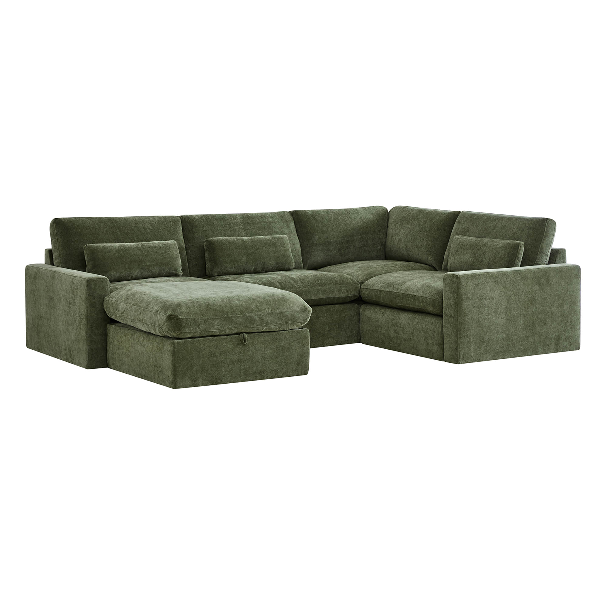 Ivy 5-Seat Performance Fabric Modular Sectional Sofa with Storage Ottoman