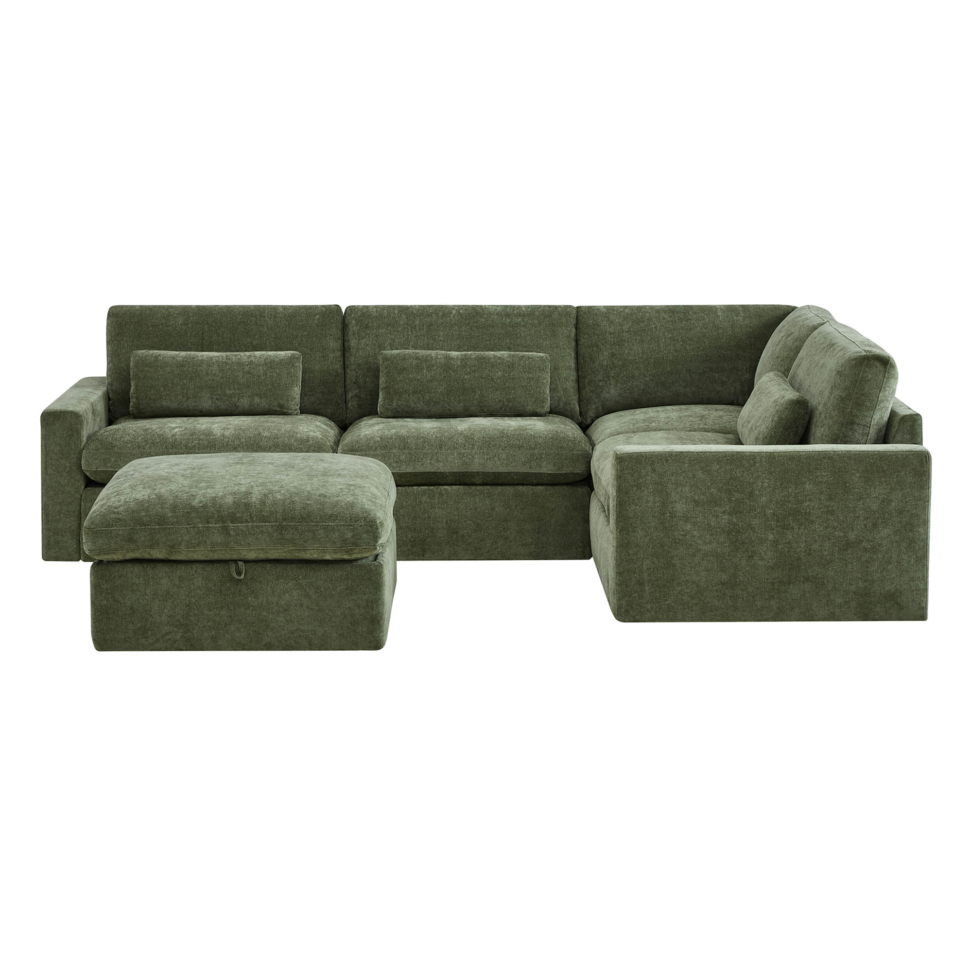 Ivy 5-Seat Performance Fabric Modular Sectional Sofa with Storage Ottoman