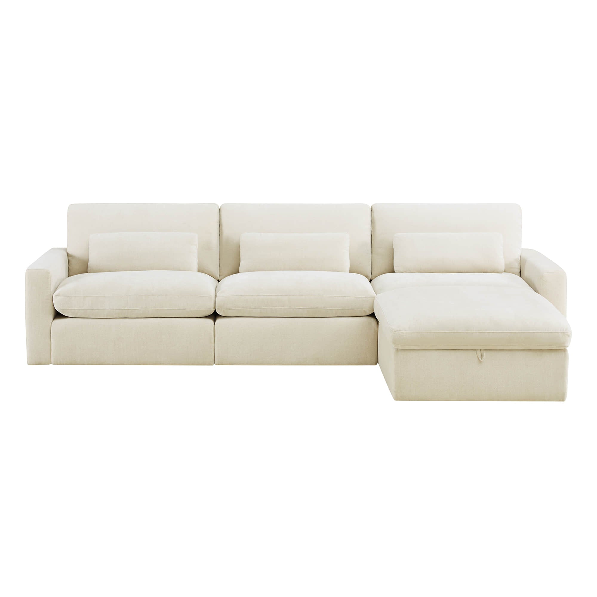 Ivy 4-Seat Performance Fabric Modular Sectional Sofa with Storage Ottoman