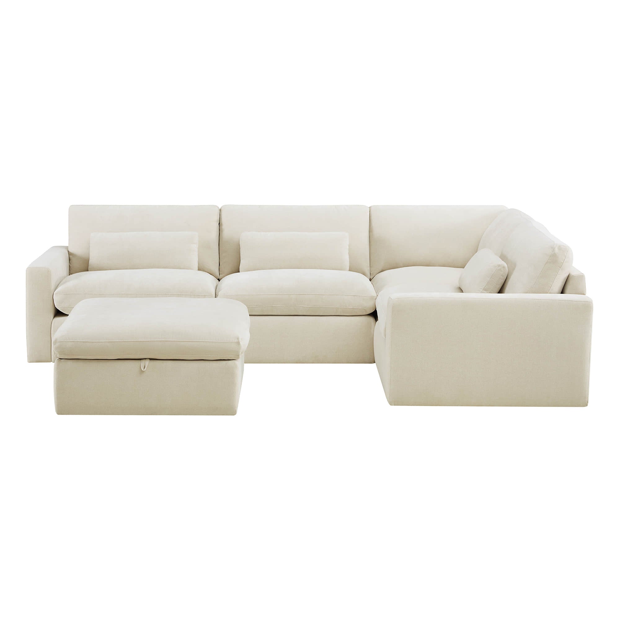 Ivy 5-Seat Performance Fabric Modular Sectional Sofa with Storage Ottoman